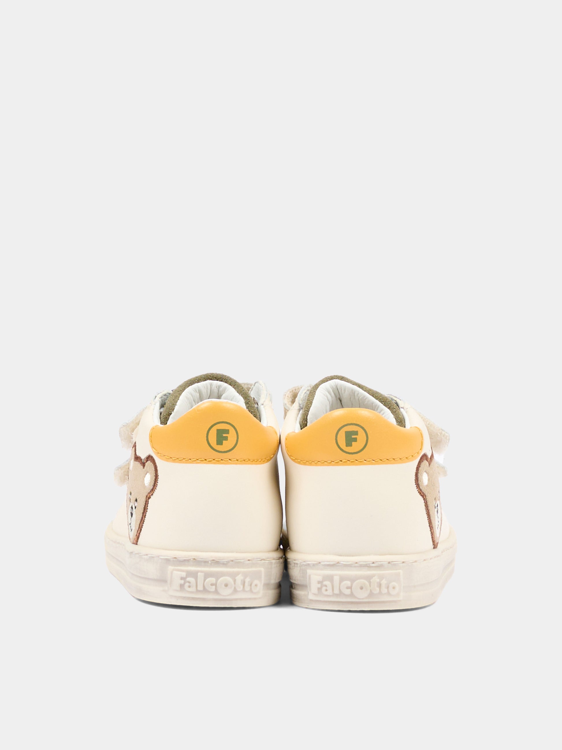 Sneakers avorio per neonato con orsetto,Falcotto,001 2020202 02 2N42