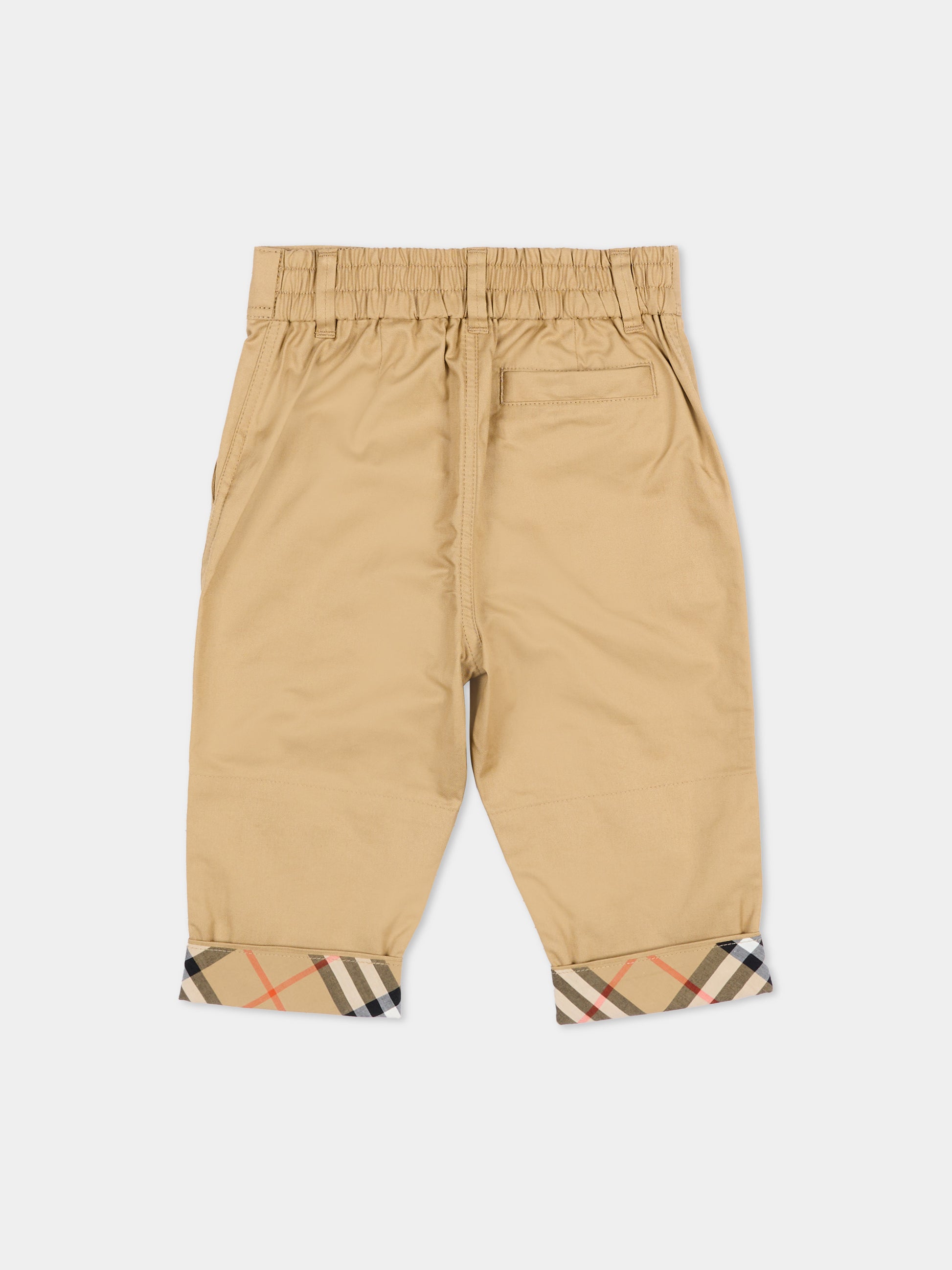 Pantaloni beige per neonato con check vintage,Burberry Kids,8133472 B9719