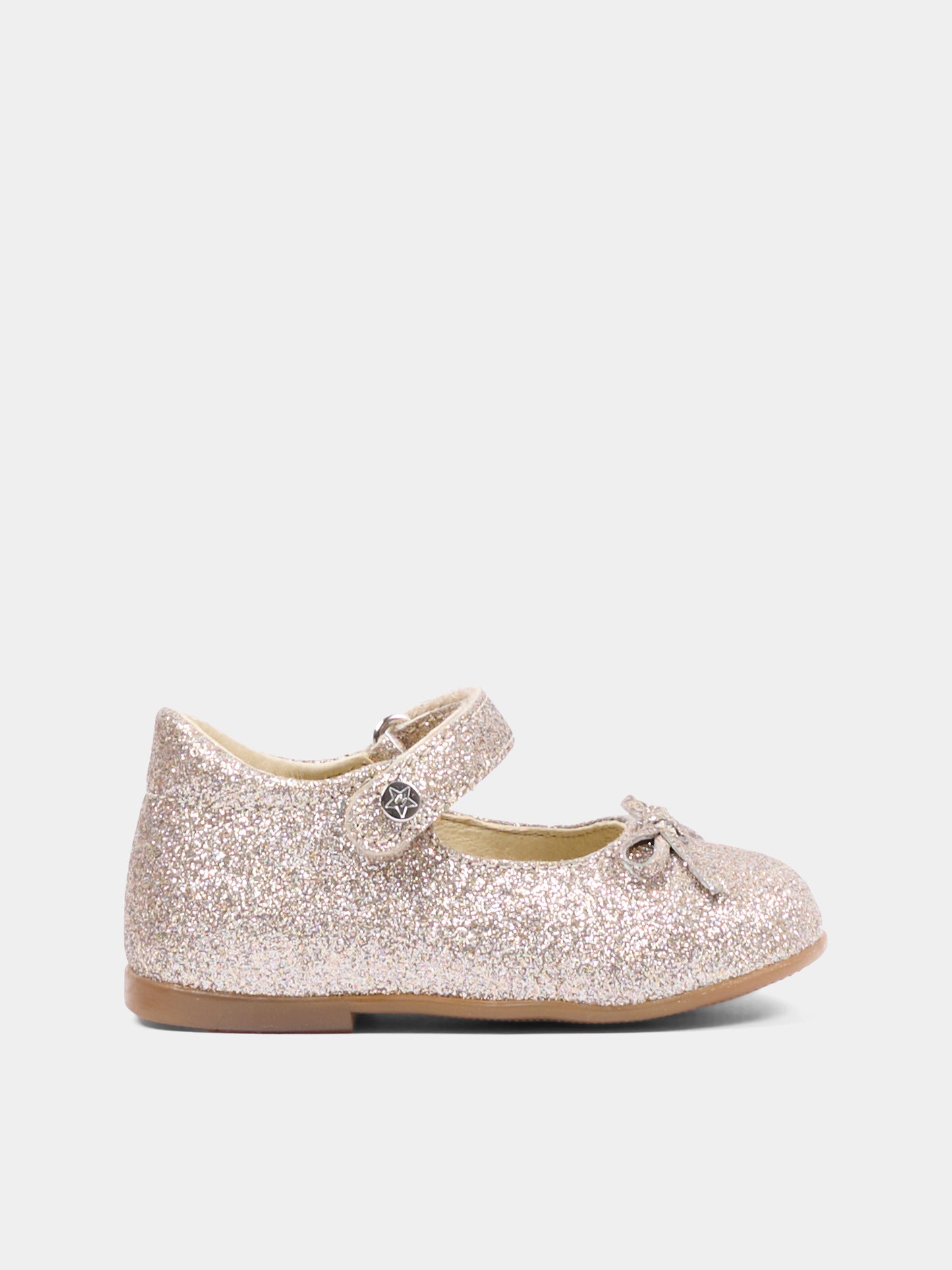 Ballerine oro per neonata con glitter,Naturino,001 2012962 48 0M12