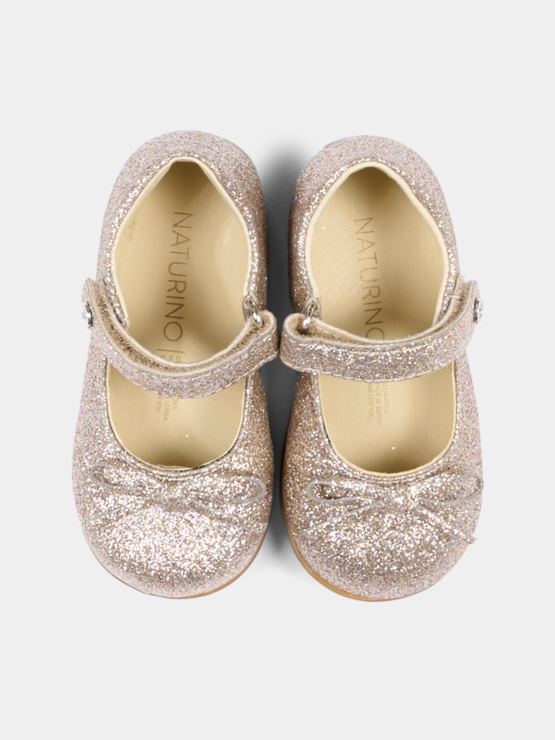 Ballerine oro per neonata con glitter,Naturino,001 2012962 48 0M12