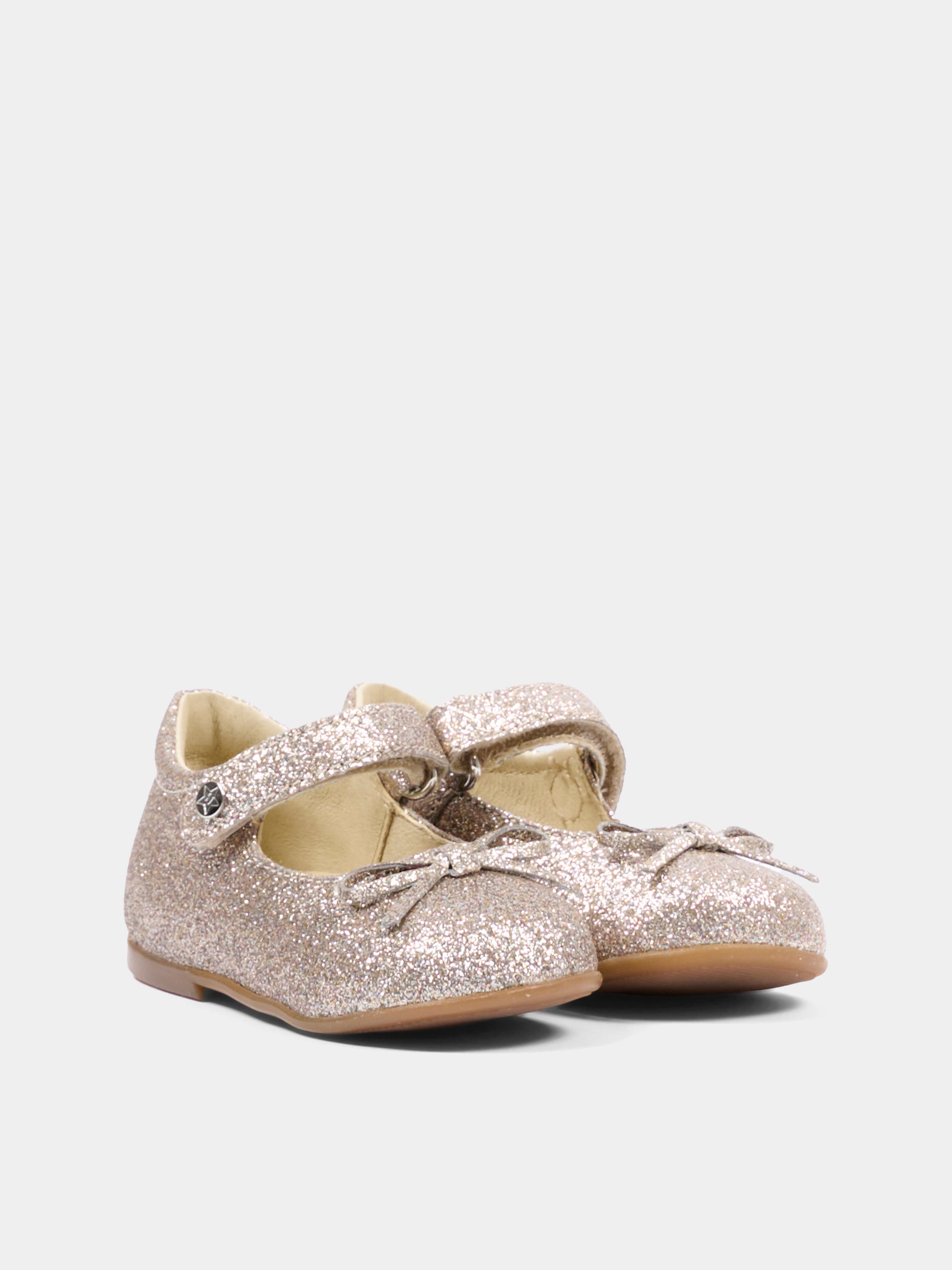 Ballerine oro per neonata con glitter,Naturino,001 2012962 48 0M12
