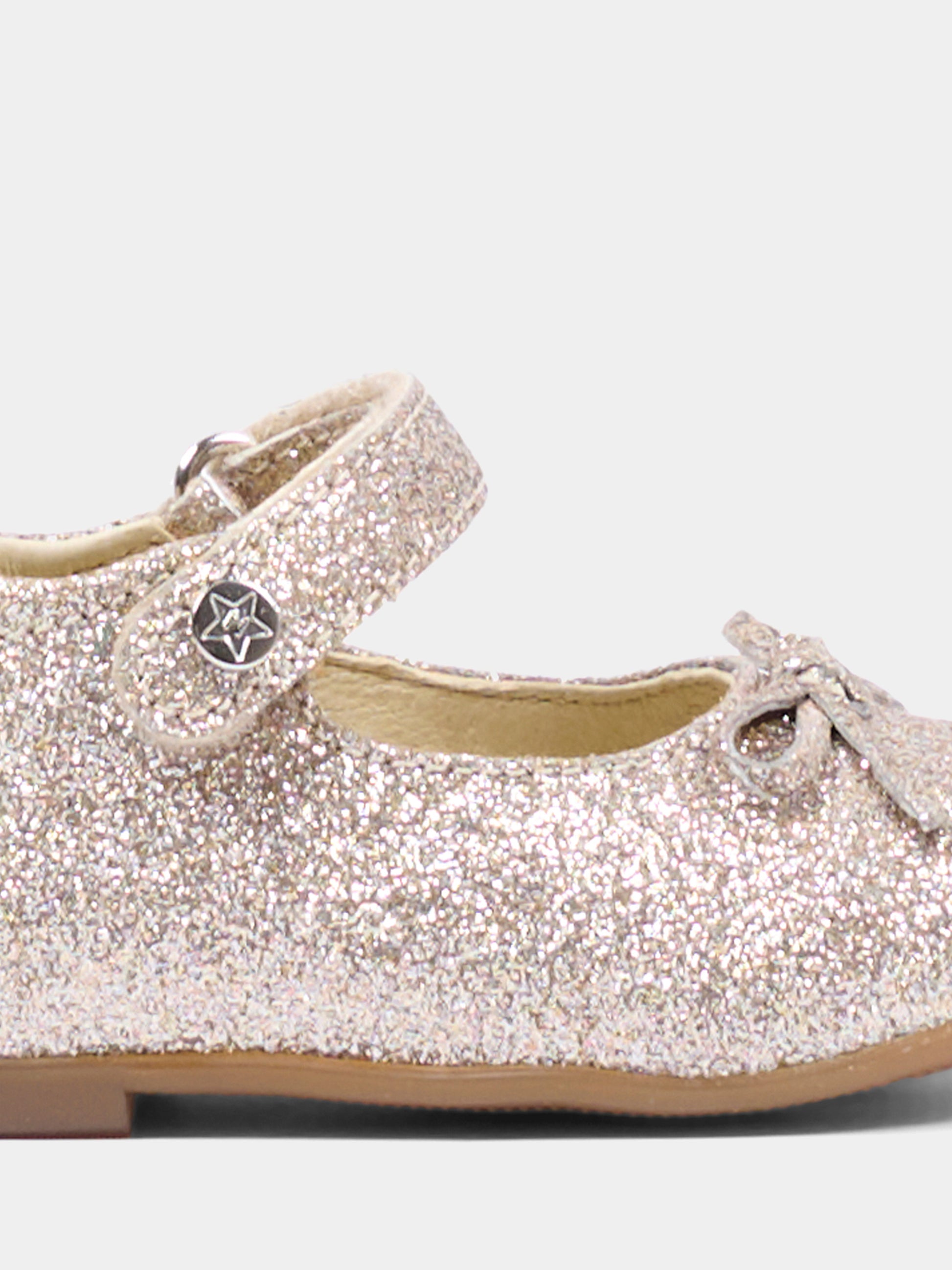 Ballerine oro per neonata con glitter,Naturino,001 2012962 48 0M12