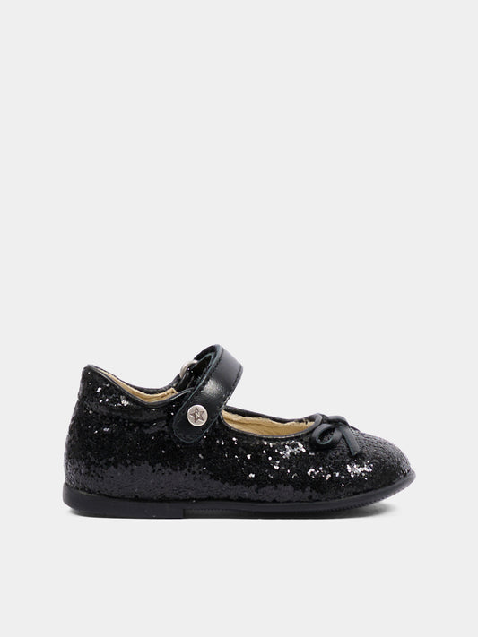 Ballerine nere per neonata glitterate,Naturino,001 2012962 93 0A01