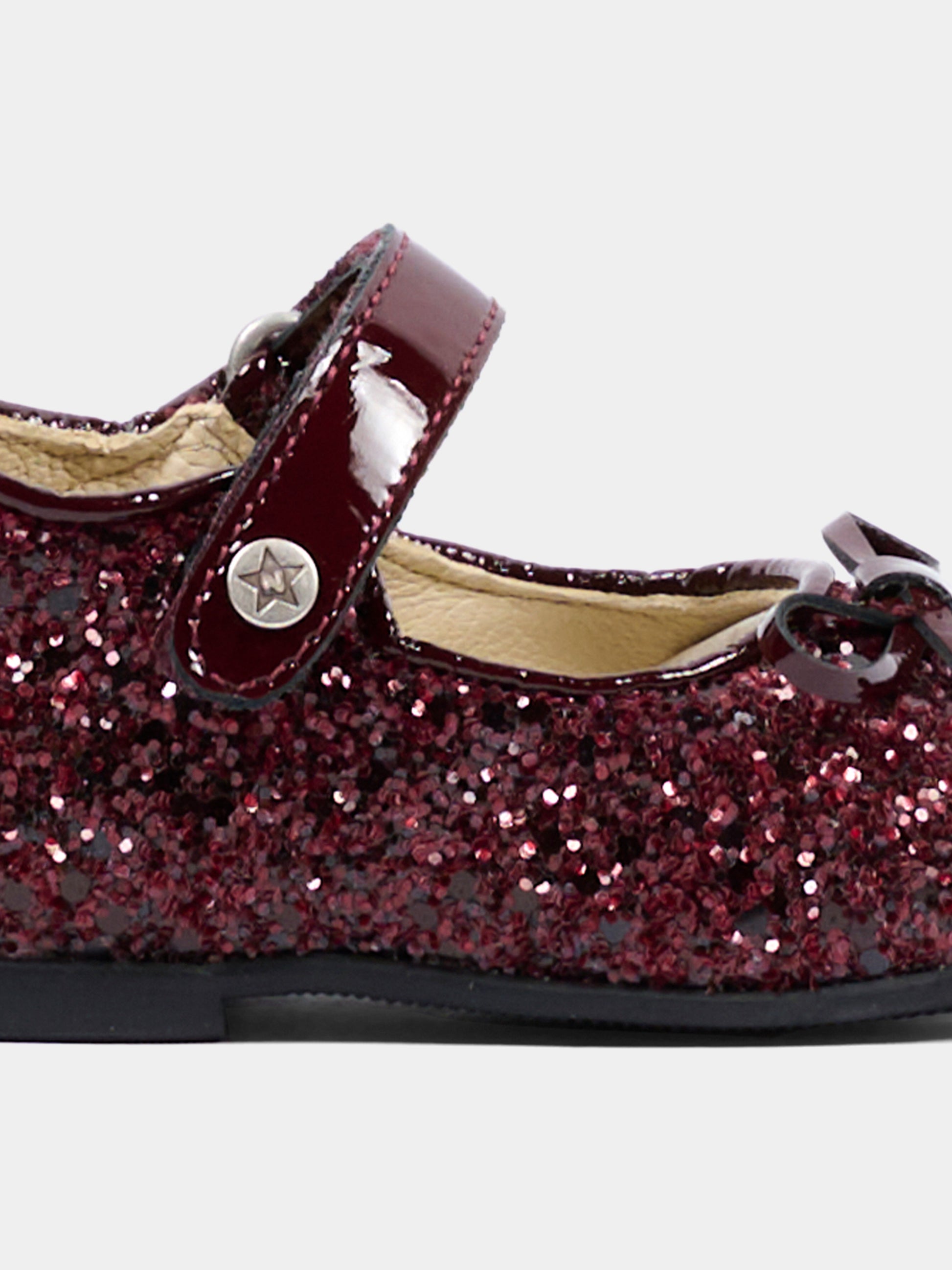 Ballerine bordeaux per neonata con glitter,Naturino,001 2012962 94 0H02