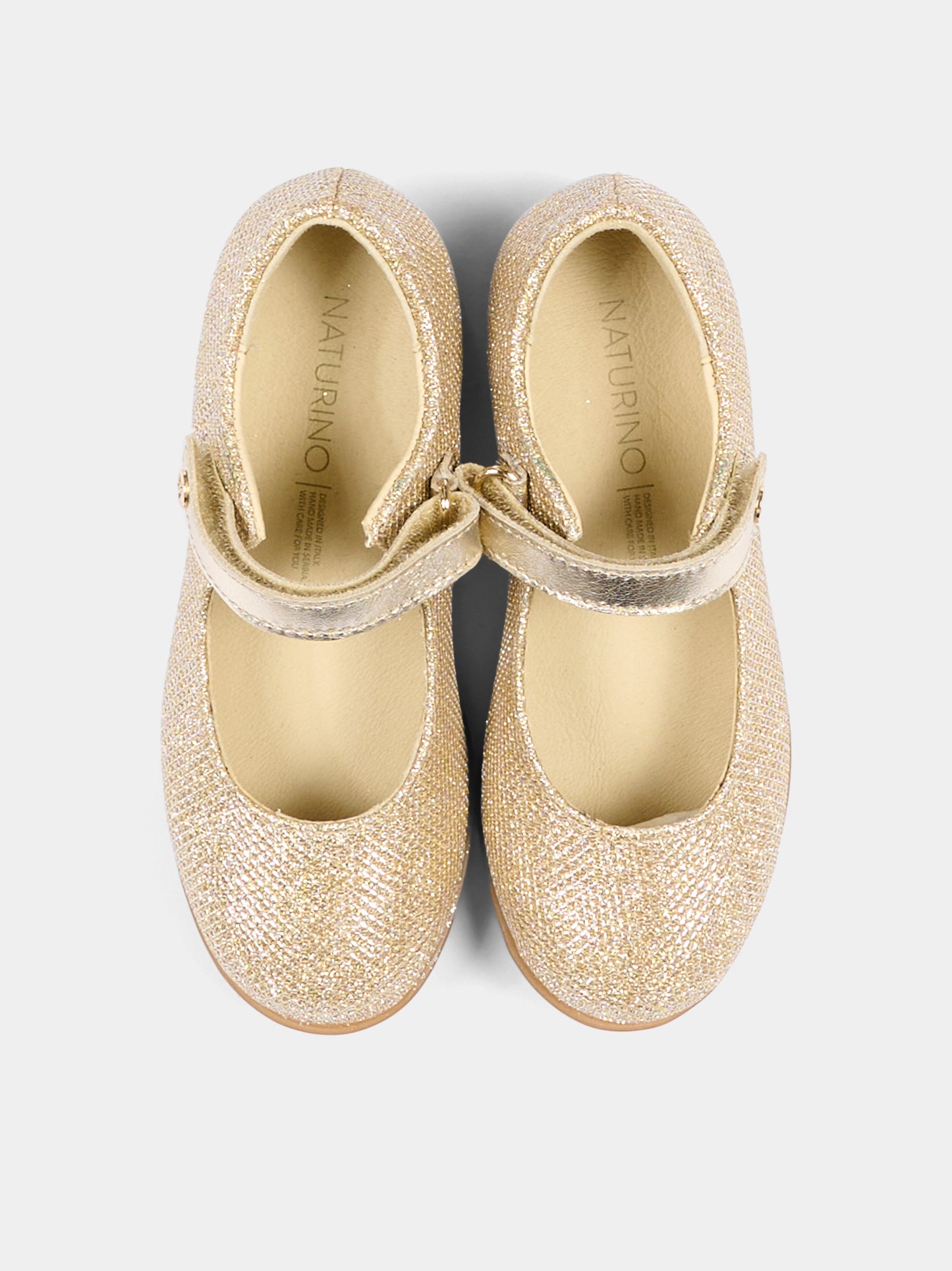 Ballerine oro per bambina con glitter,Naturino,001 2014859 17 0Q06