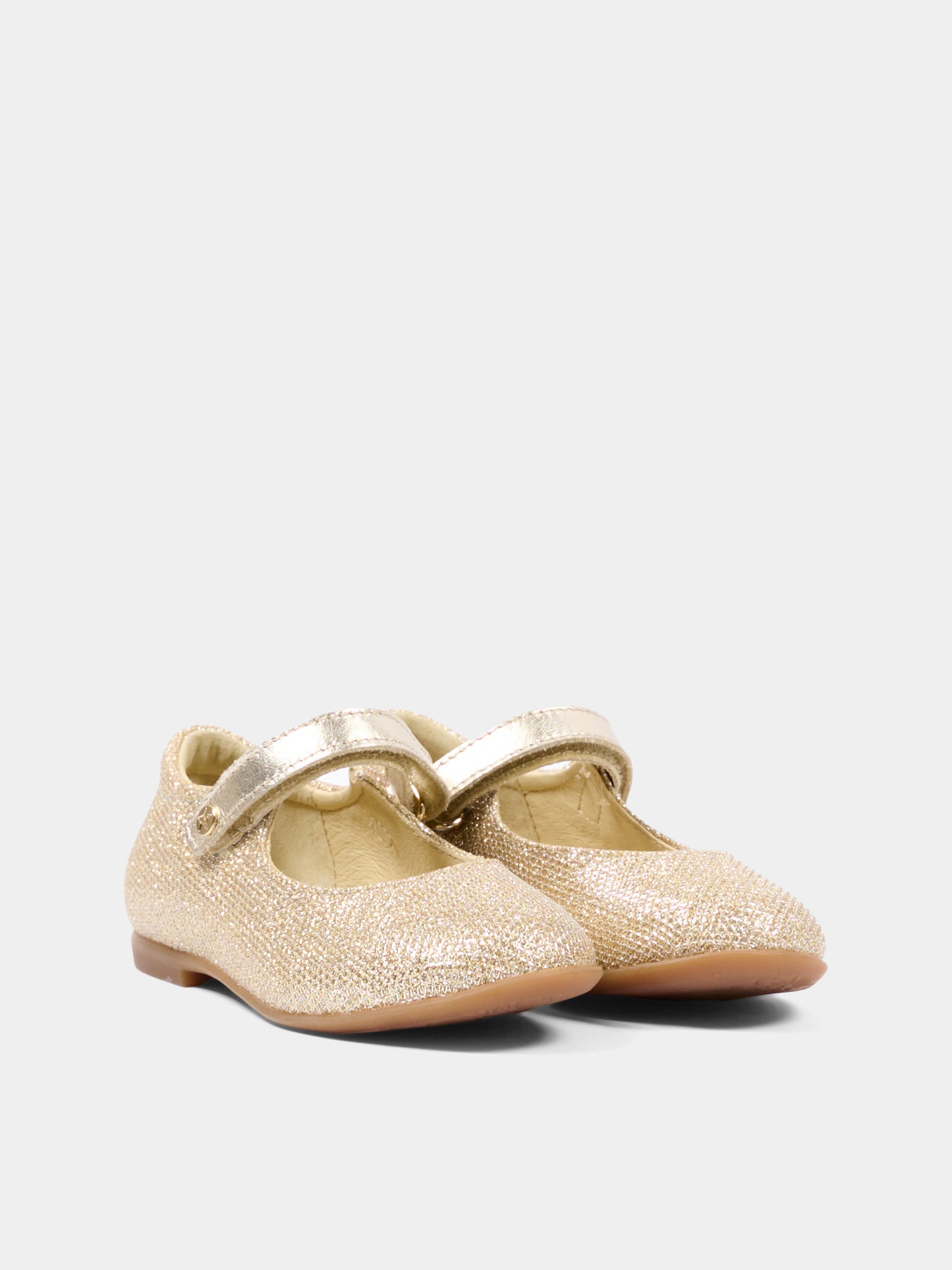 Ballerine oro per bambina con glitter,Naturino,001 2014859 17 0Q06