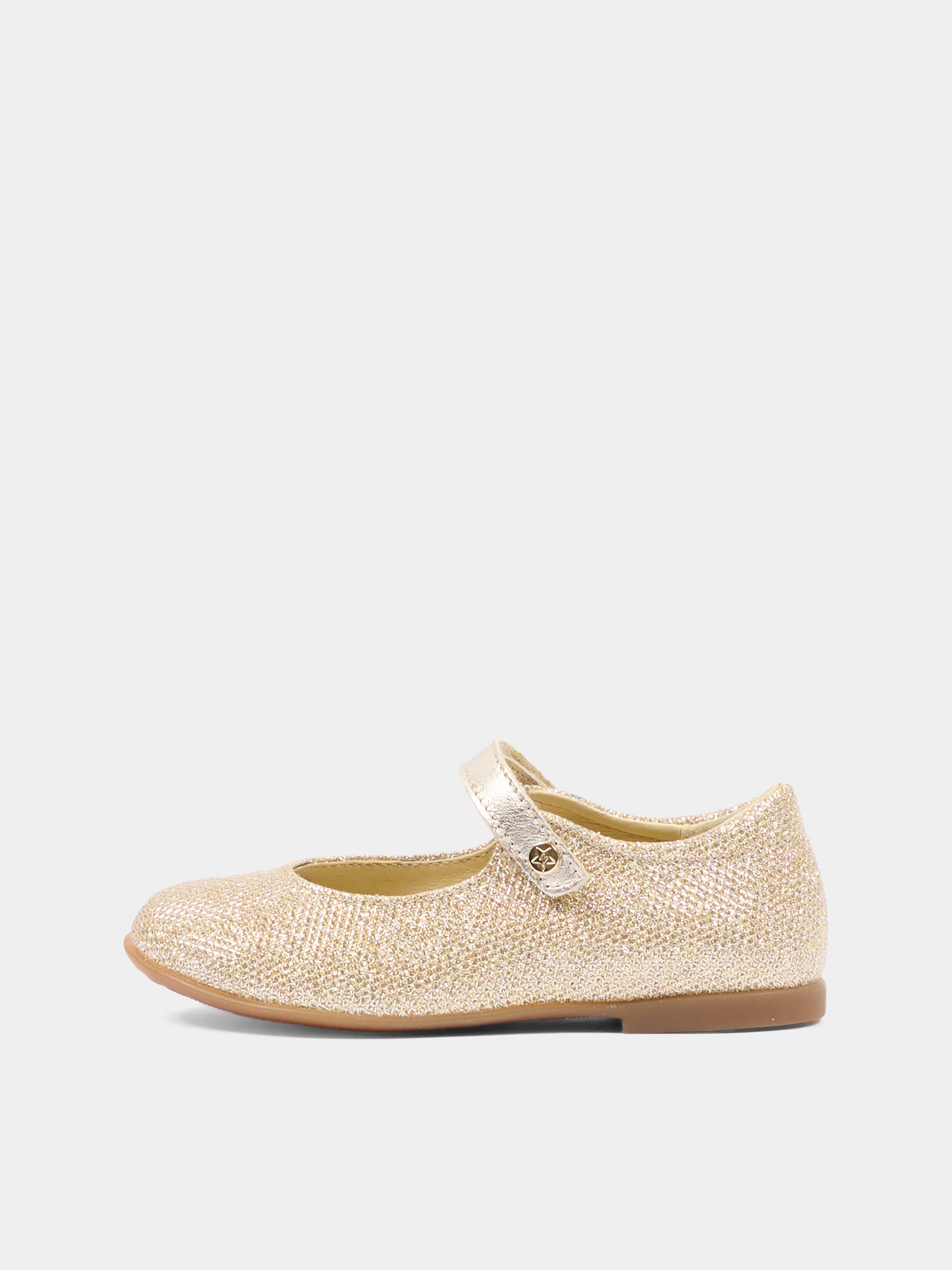 Ballerine oro per bambina con glitter,Naturino,001 2014859 17 0Q06