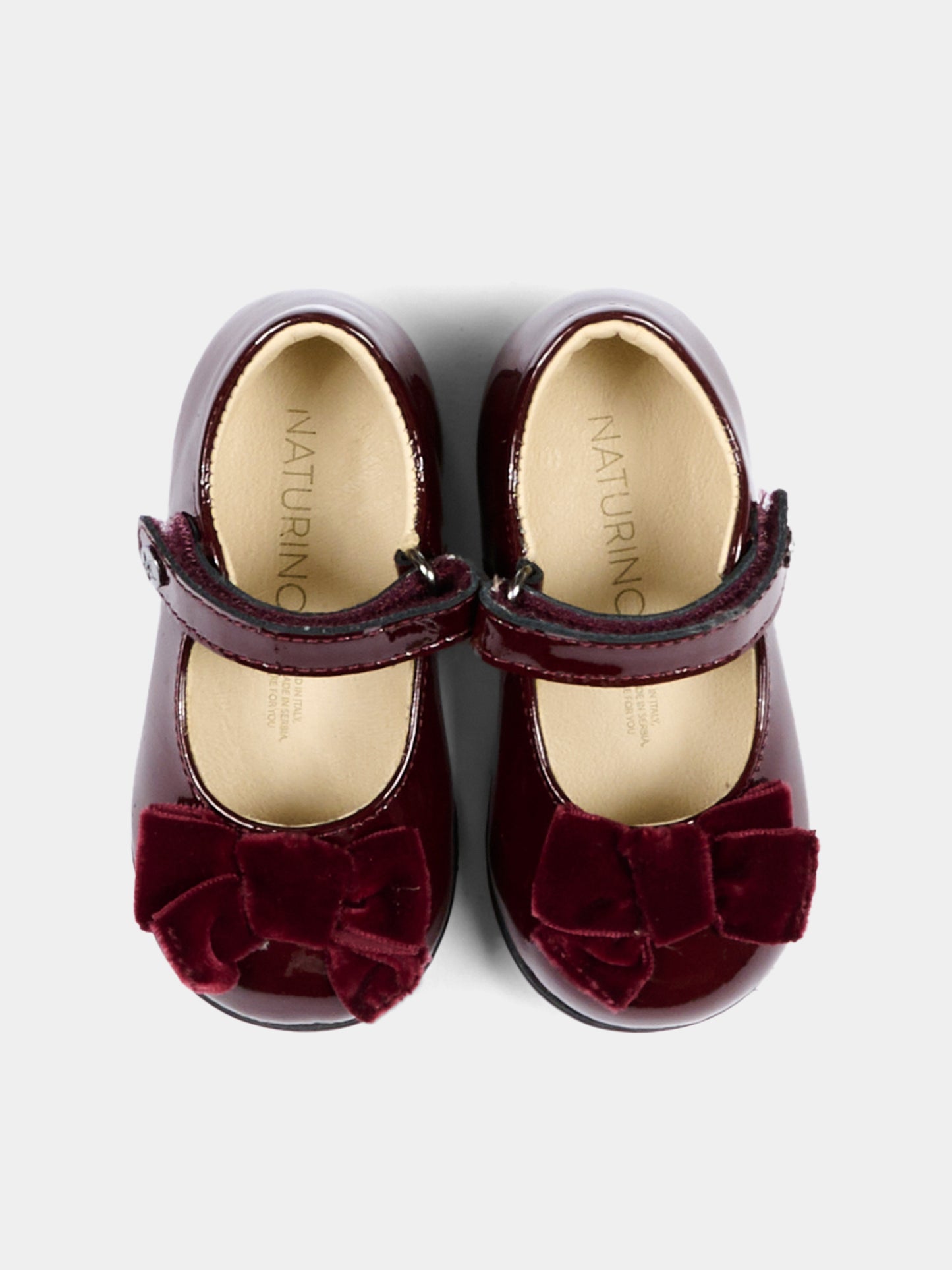 Ballerine bordeaux per neonata con fiocco,Naturino,001 2015452 01 0H08