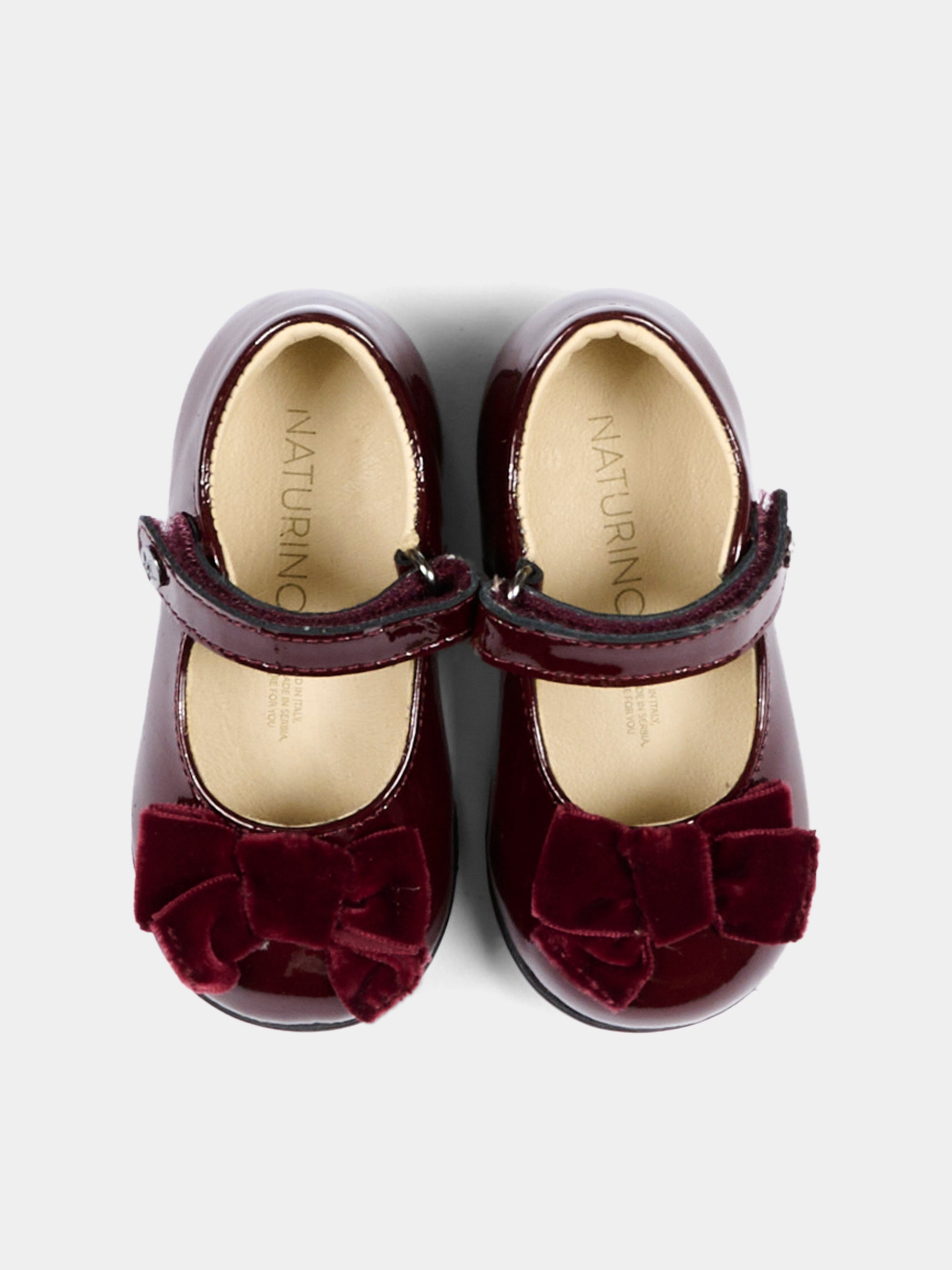 Ballerine bordeaux per neonata con fiocco,Naturino,001 2015452 01 0H08