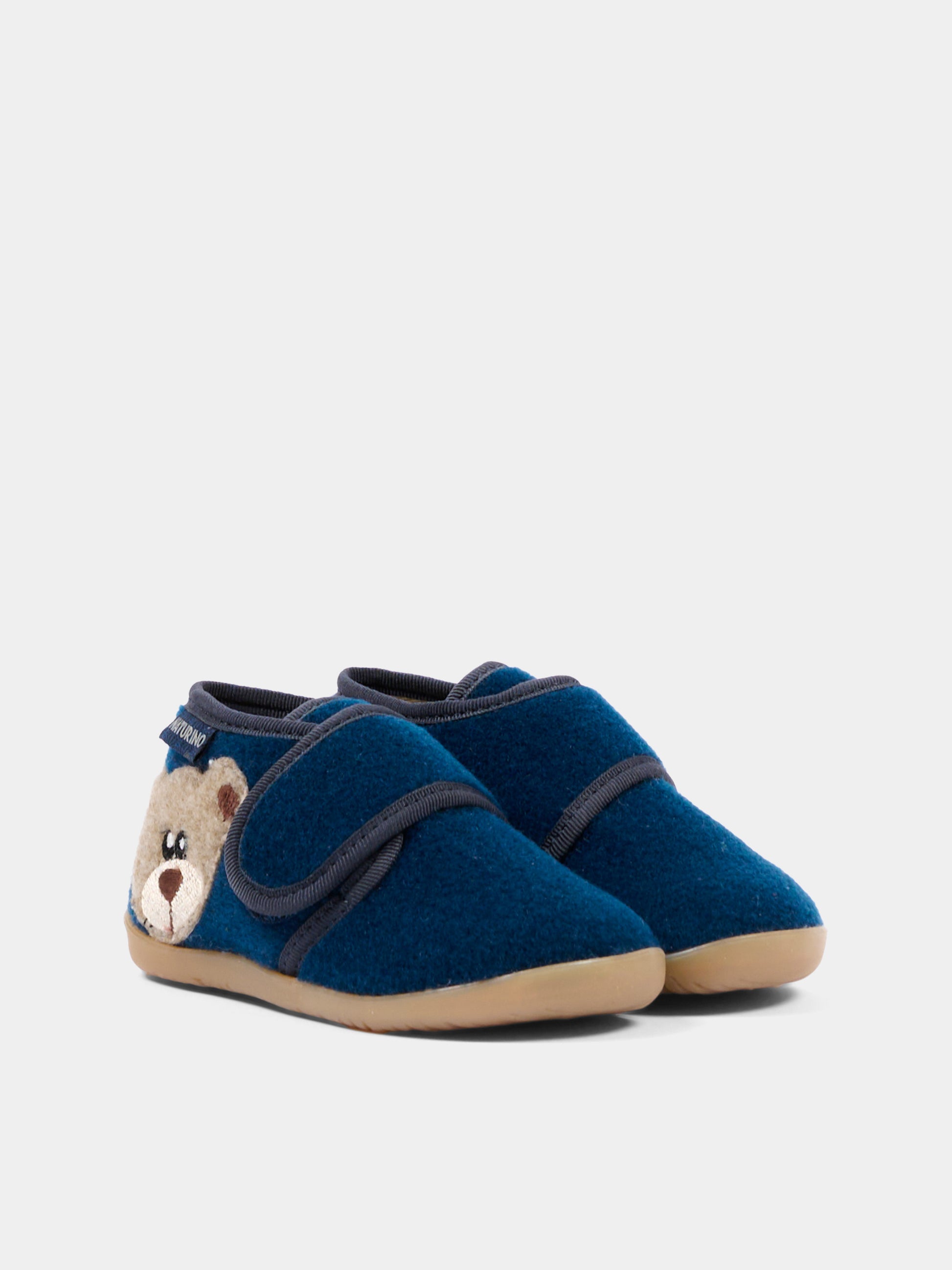 Pantofole blu per neonato con orsetto,Naturino,001 4000627 01 0C01