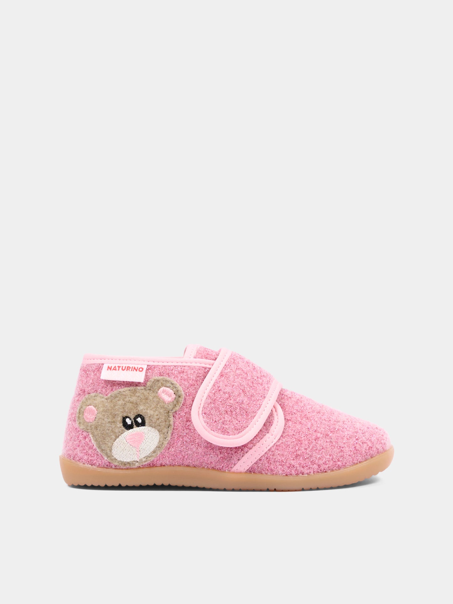 Pantofole rosa per neonata con orsetto,Naturino,001 4000627 04 0M02
