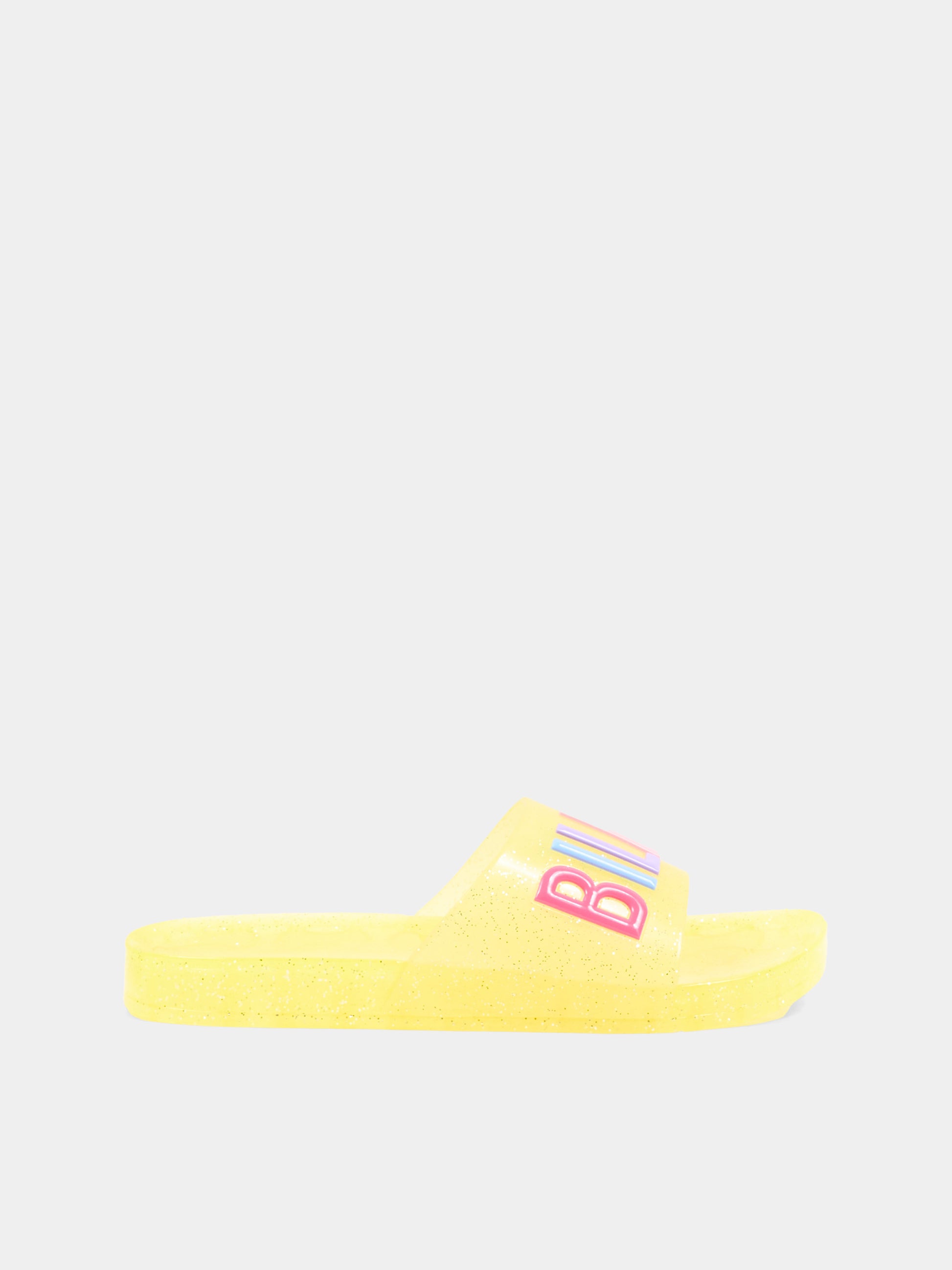 Ciabatte gialle per bambina con logo,Billieblush,U21993 599