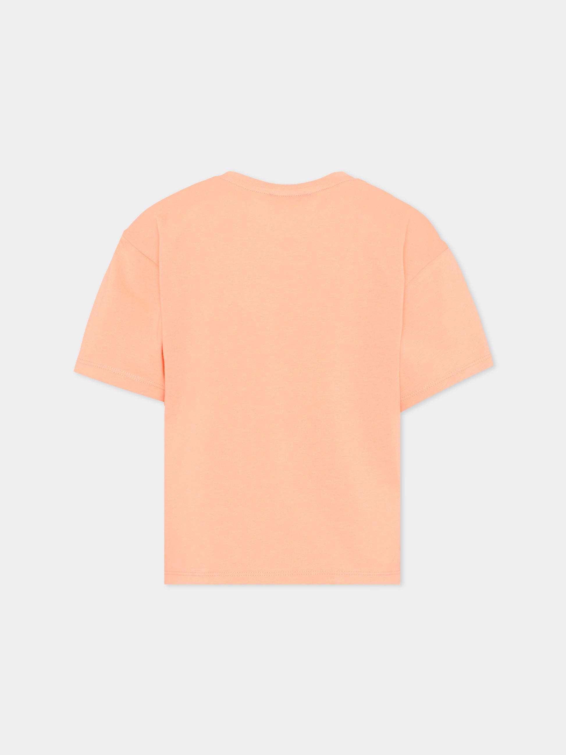 T-shirt arancione con logo Tiger per bambina,Kenzo Kids,K61804 43C
