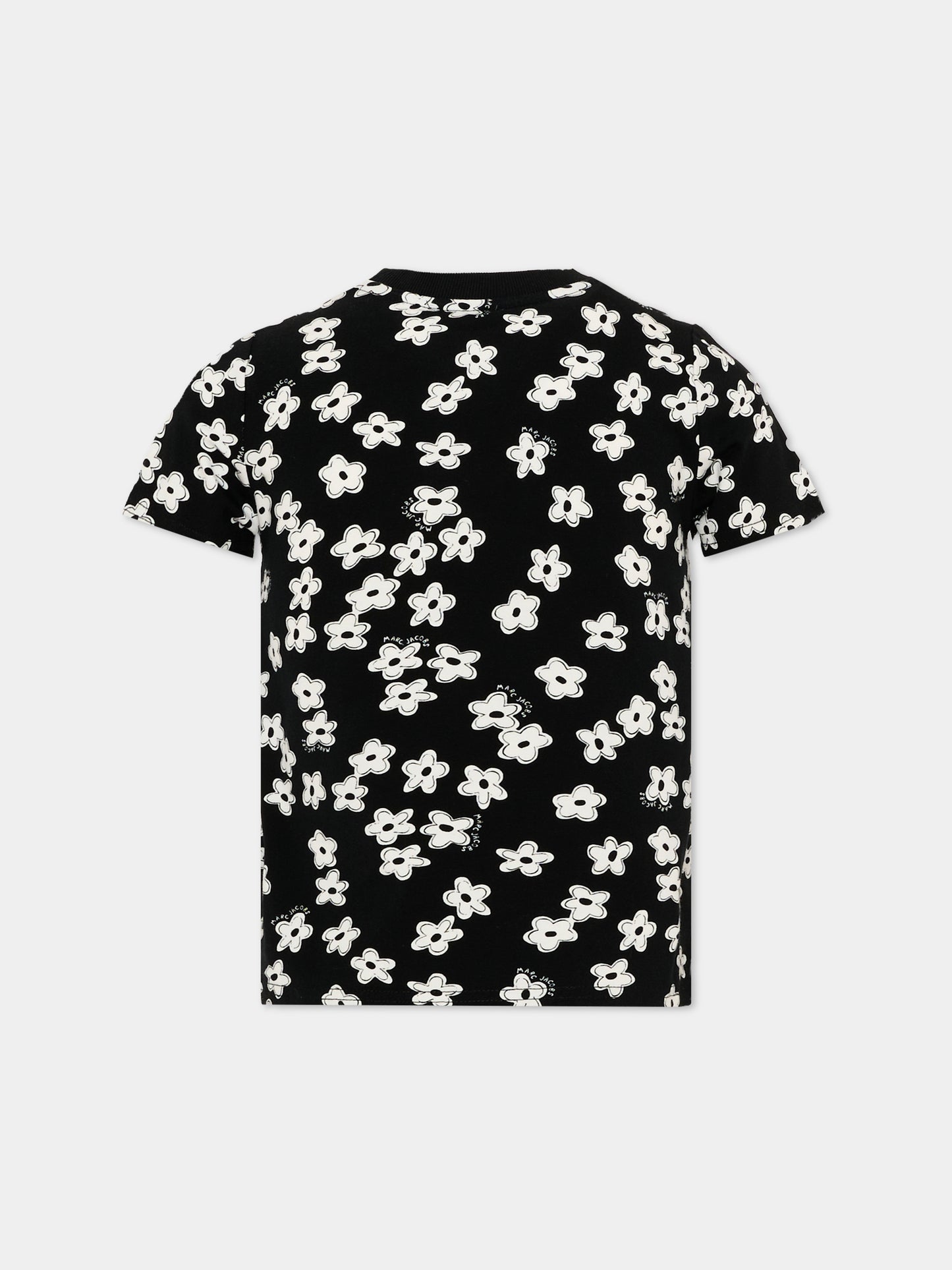 T-Shirt nera per bambina con fiori,Marc Jacobs,W60738 09B