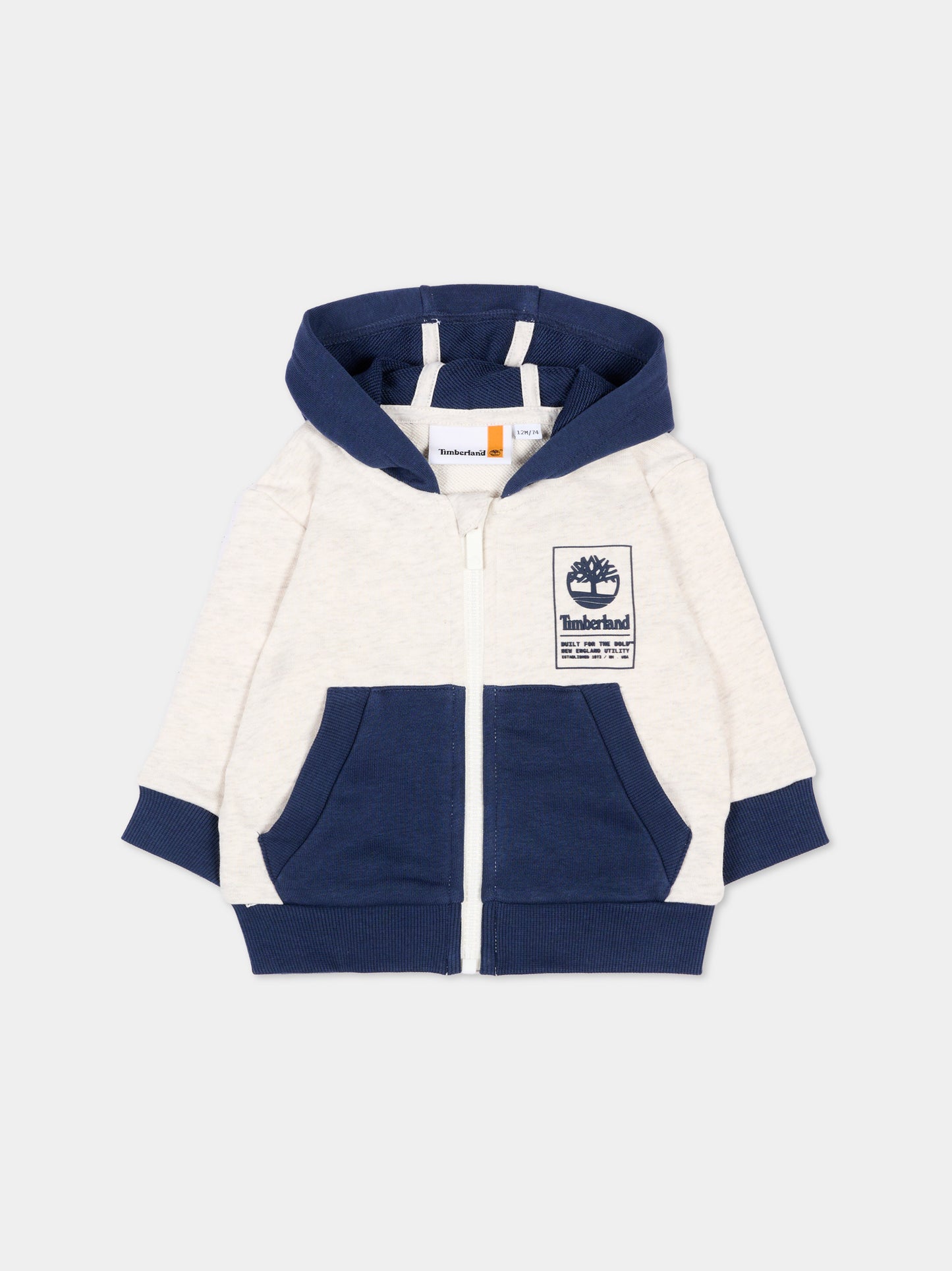 Felpa grigia per neonato con logo,Timberland,T60865 C23