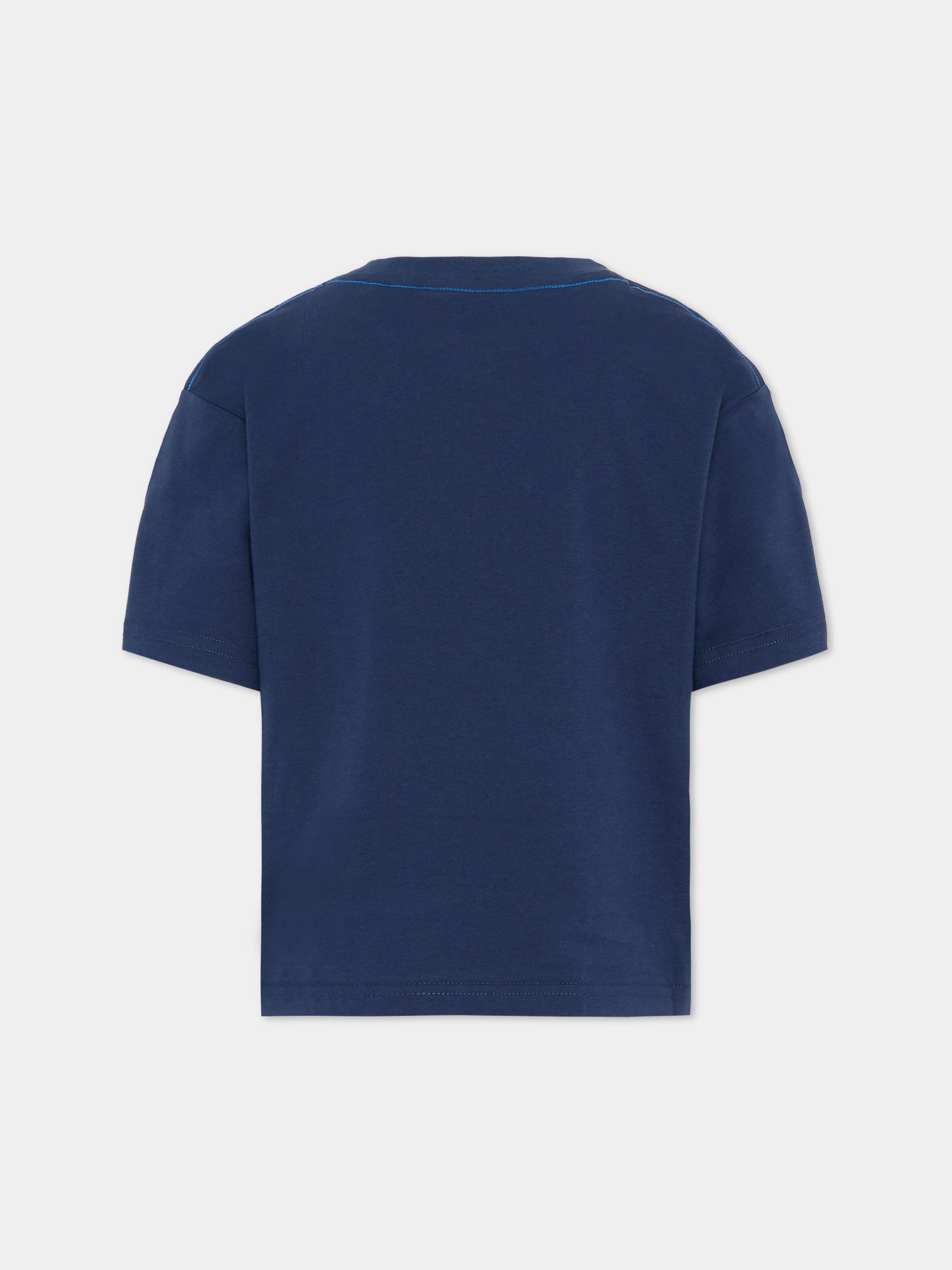 T-shirt blu per bambino con stampa,Timberland,T60795 805