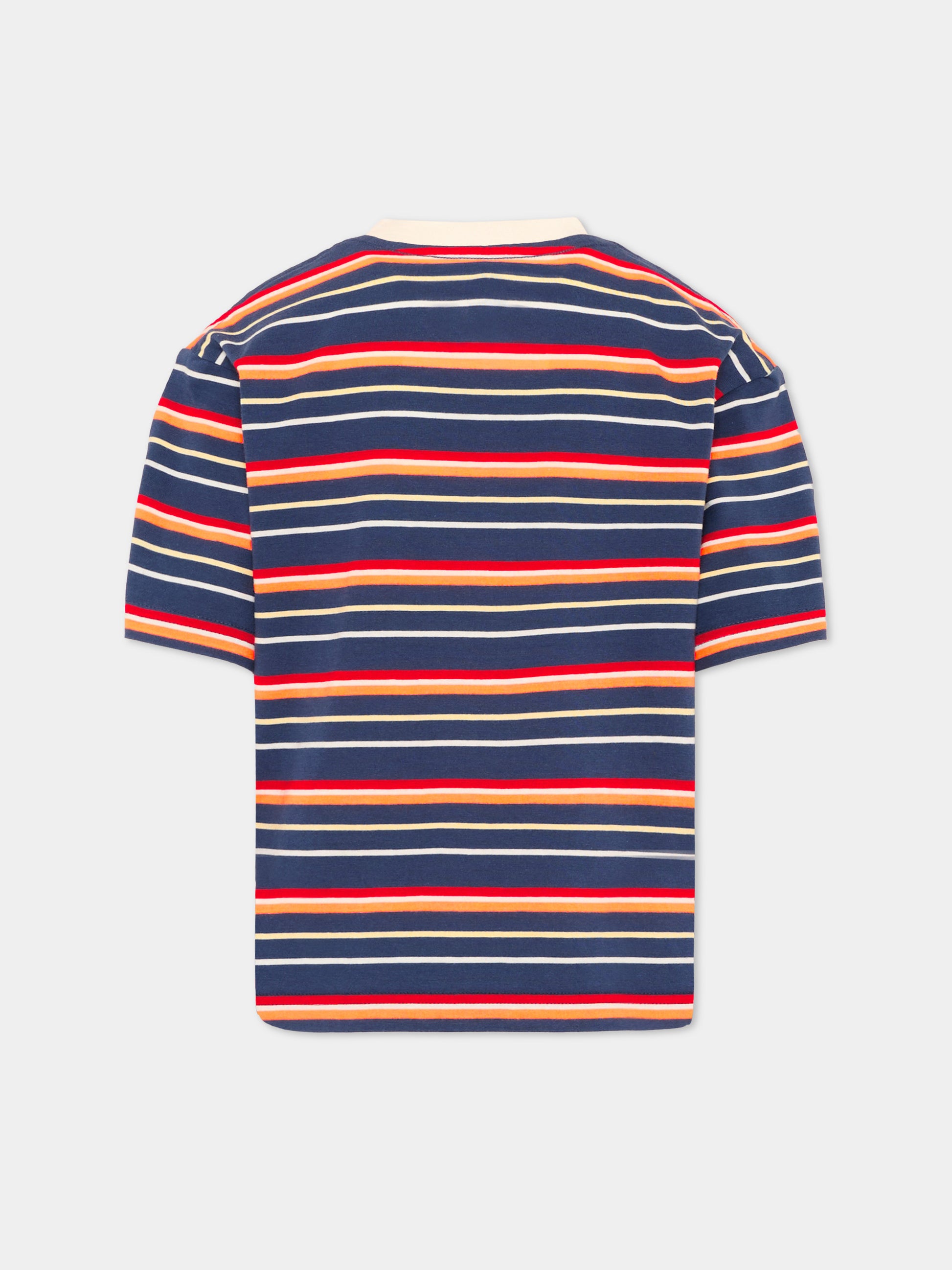 T-Shirt blu a righe per bambino,Timberland,T60802 805