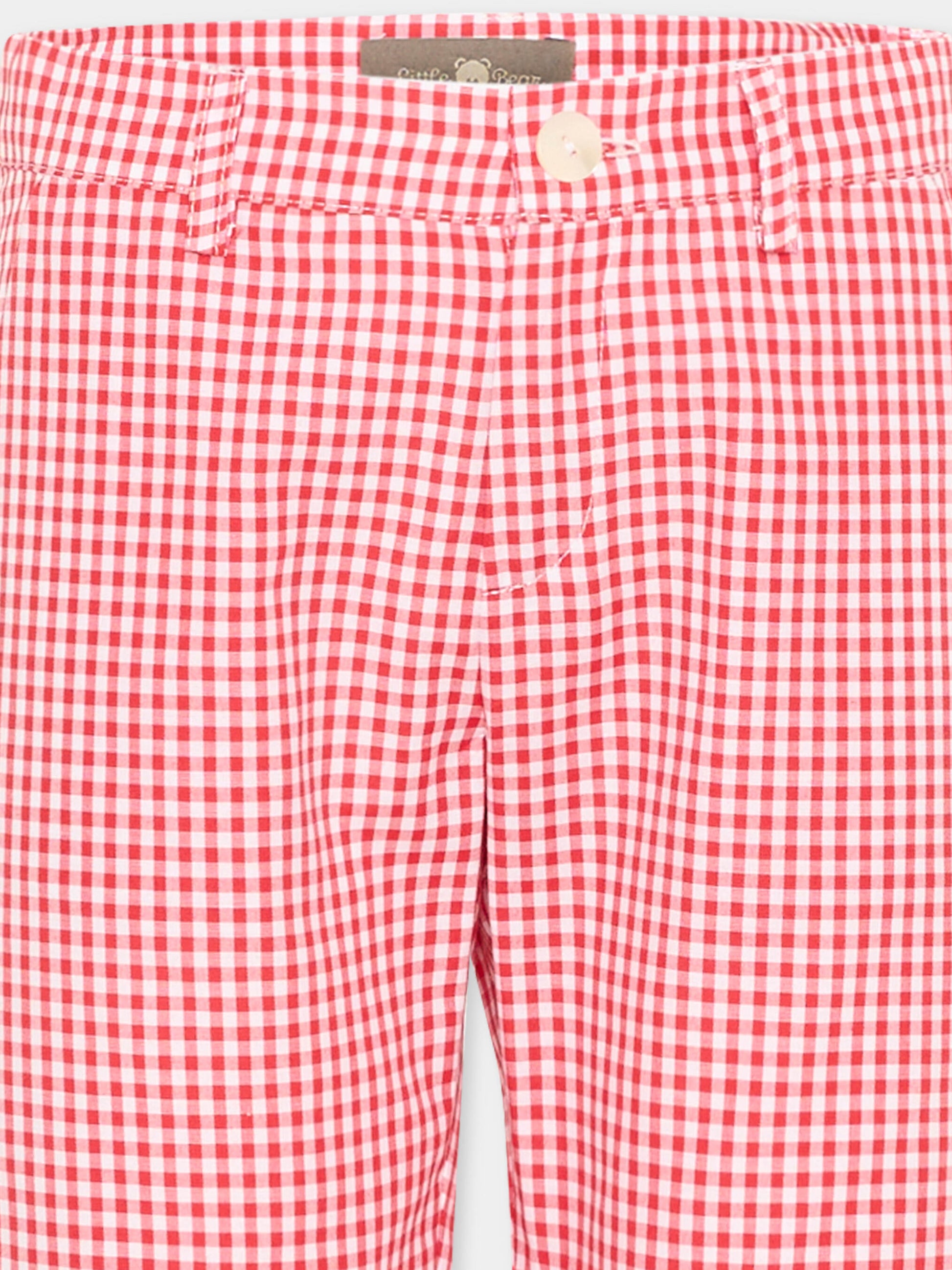 Pantaloni rossi vichy per bambini,Little Bear,3221 BCO/ROSSO