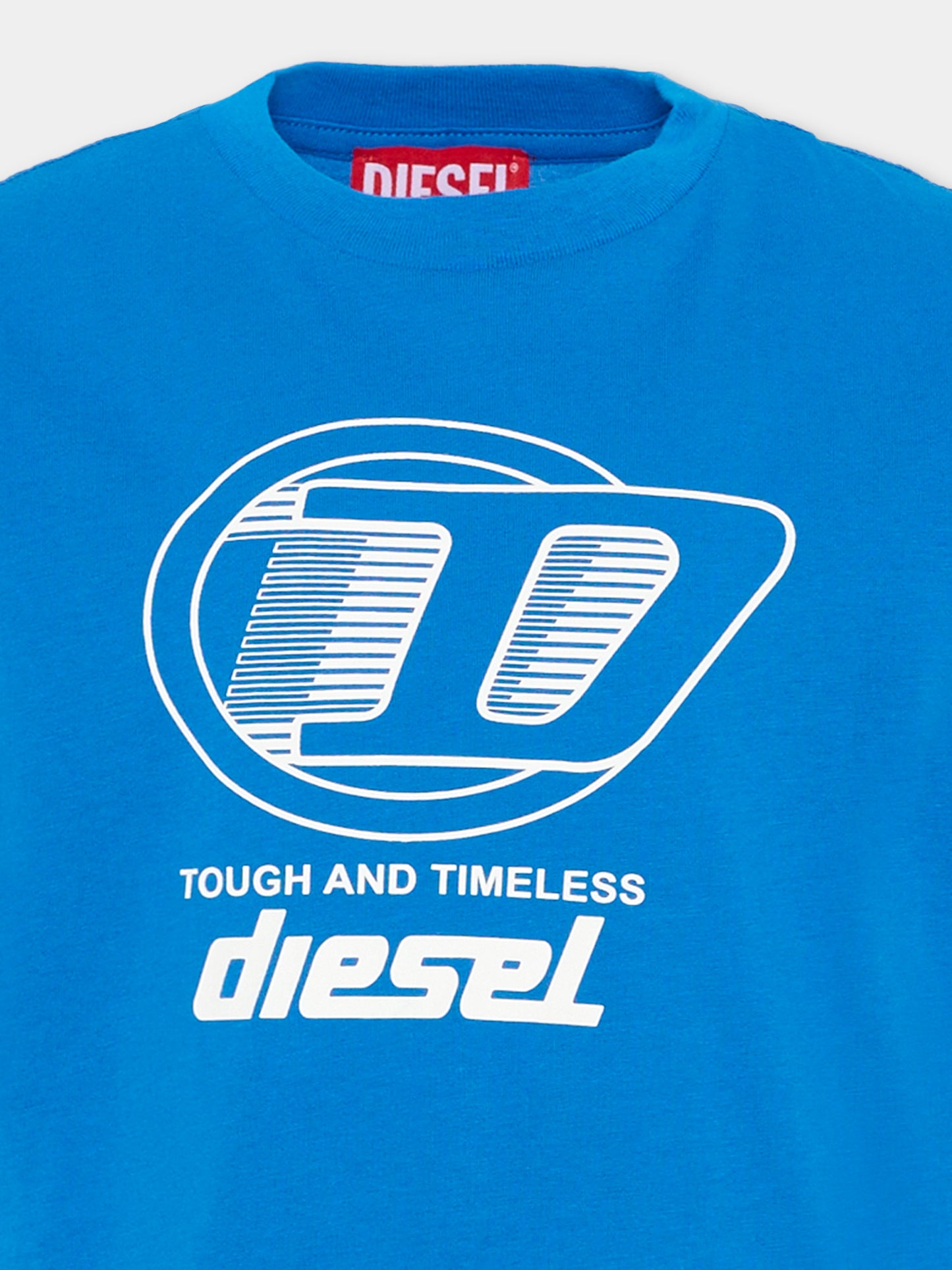 T-Shirt azzurra con logo per bambini,Diesel,J02865 KYA1M K804
