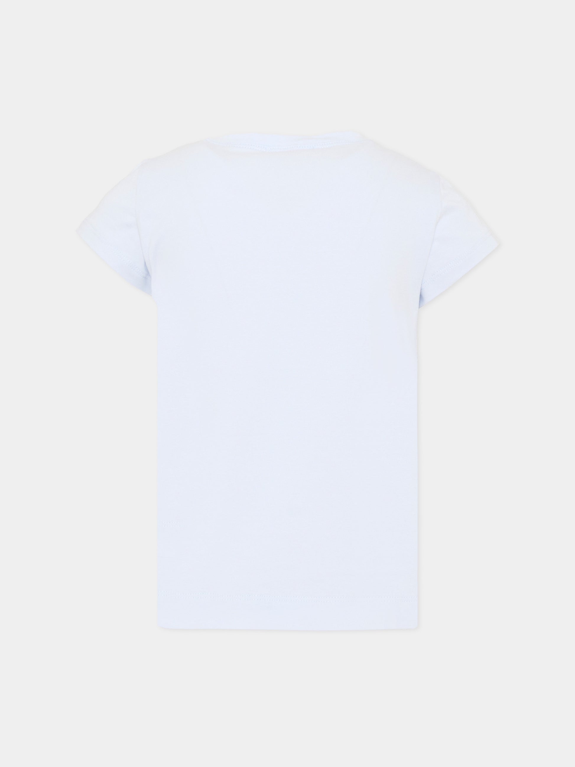 T-Shirt celeste per bambina con stampa,Monnalisa,11G624 7201 0052