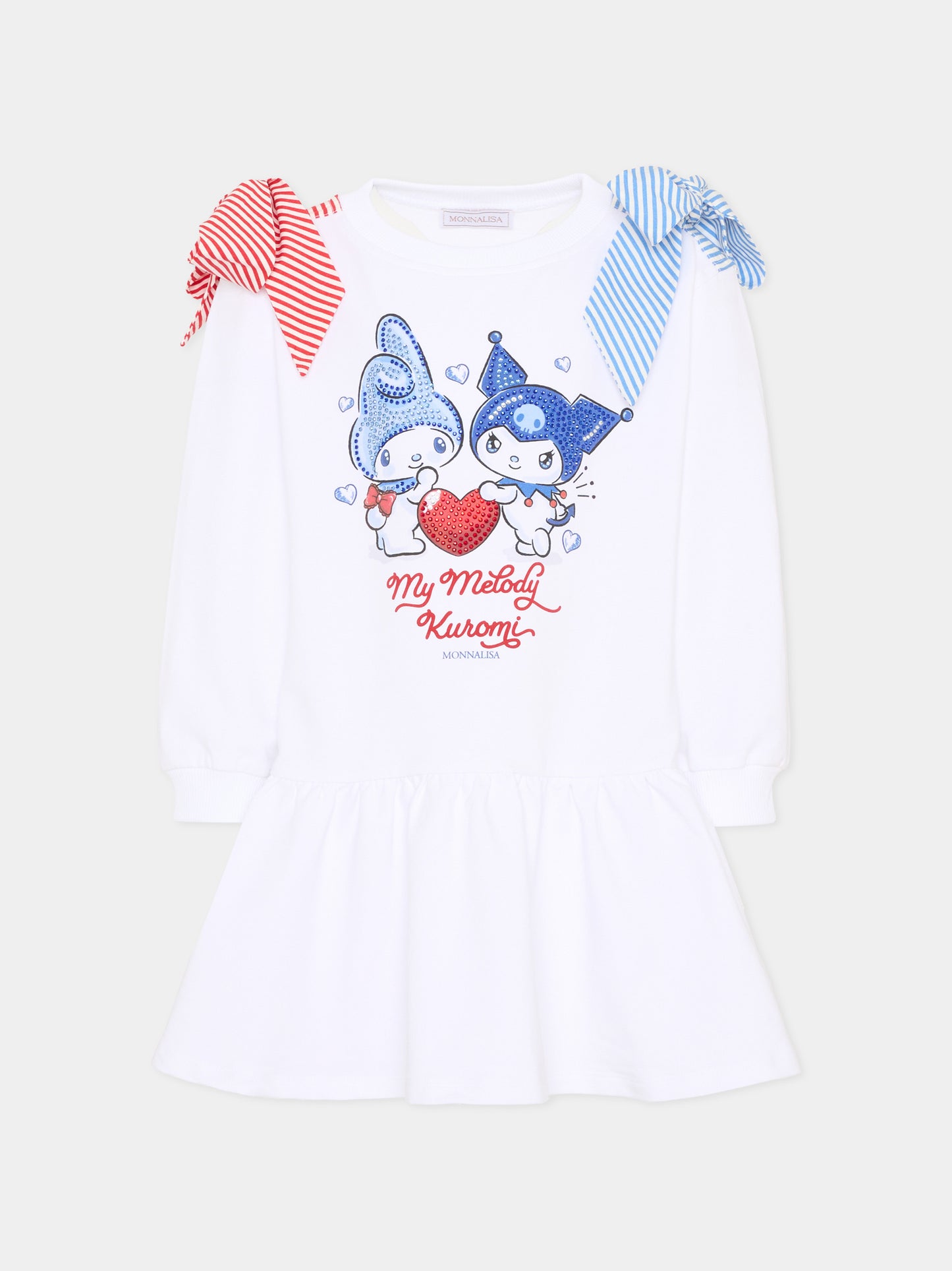 Vestito bianco per bambina con stampa,Monnalisa,19G907 7012 0099
