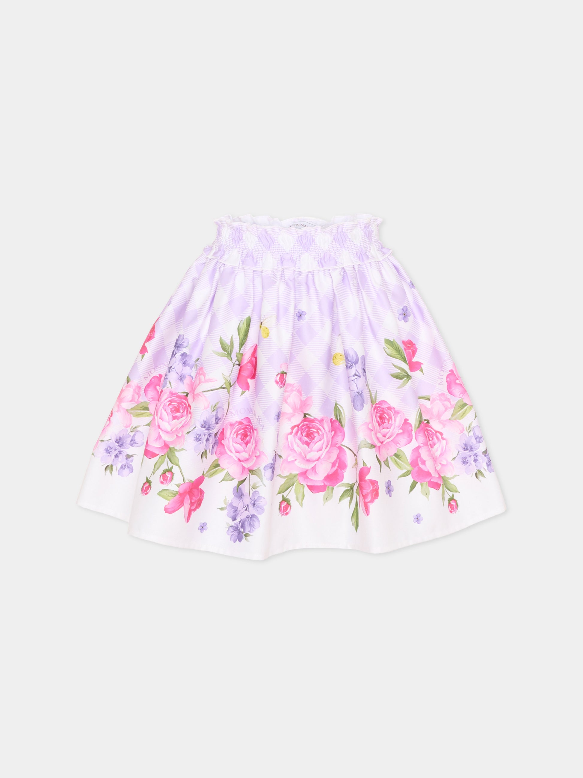 Gonna casual lilla floreale per bambina,Monnalisa,11G701 7623 0065