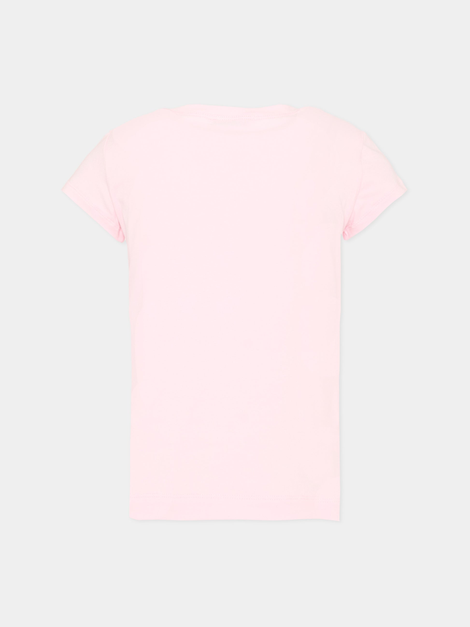 T-Shirt rosa per bambina con stampa floreale,Monnalisa,11G605 7201 0090