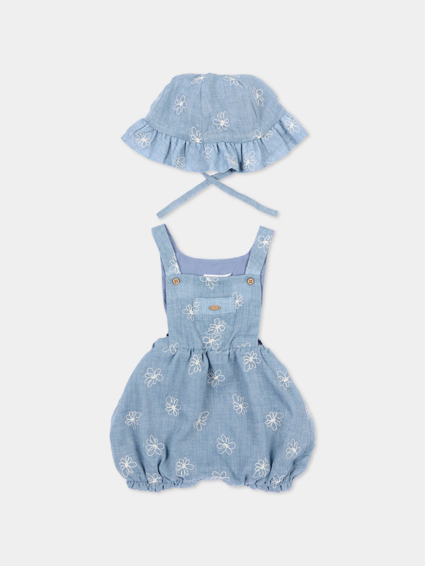 Salopette denim per neonata con fiori,Mayoral,1665 44