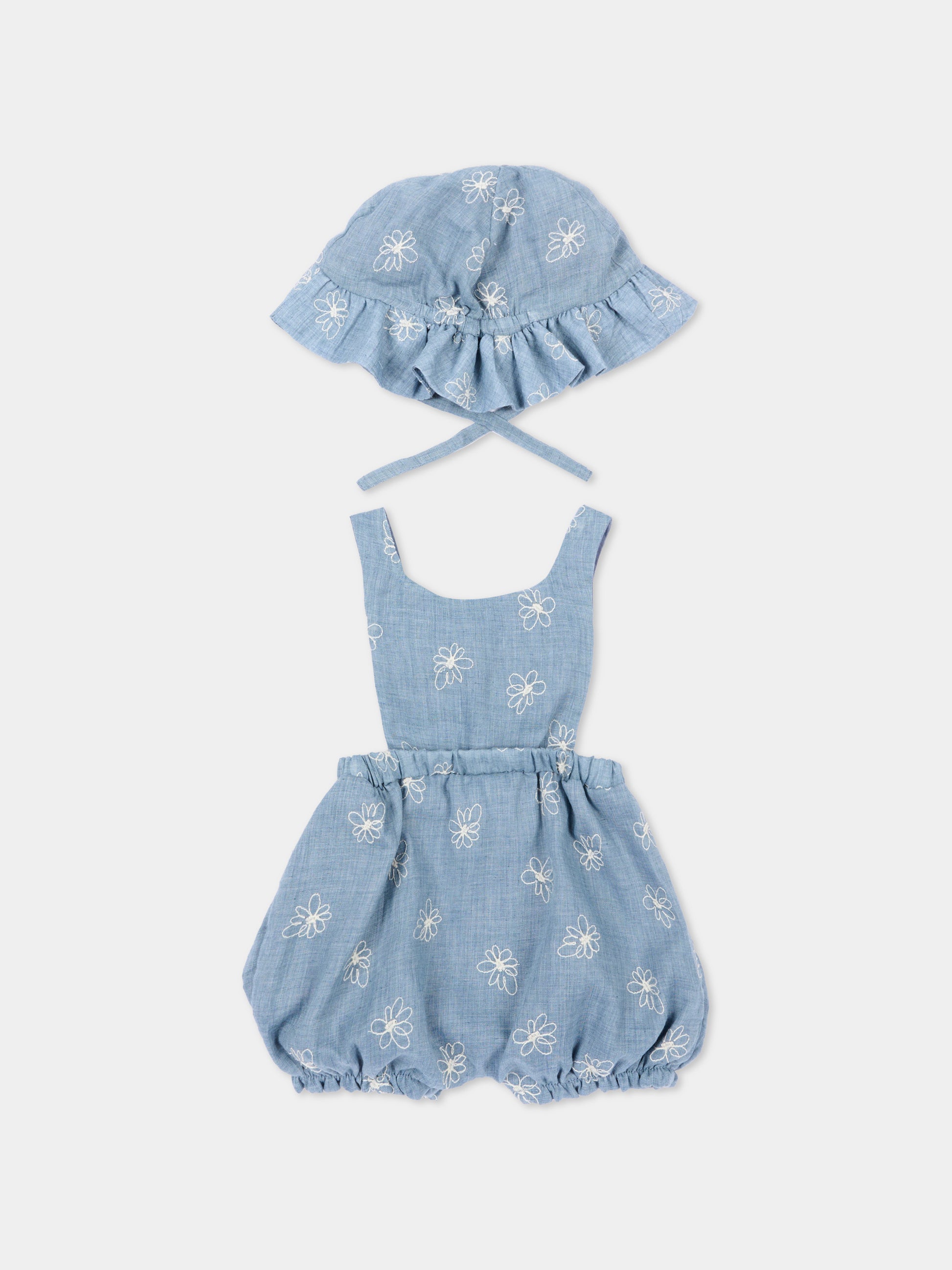 Salopette denim per neonata con fiori,Mayoral,1665 44