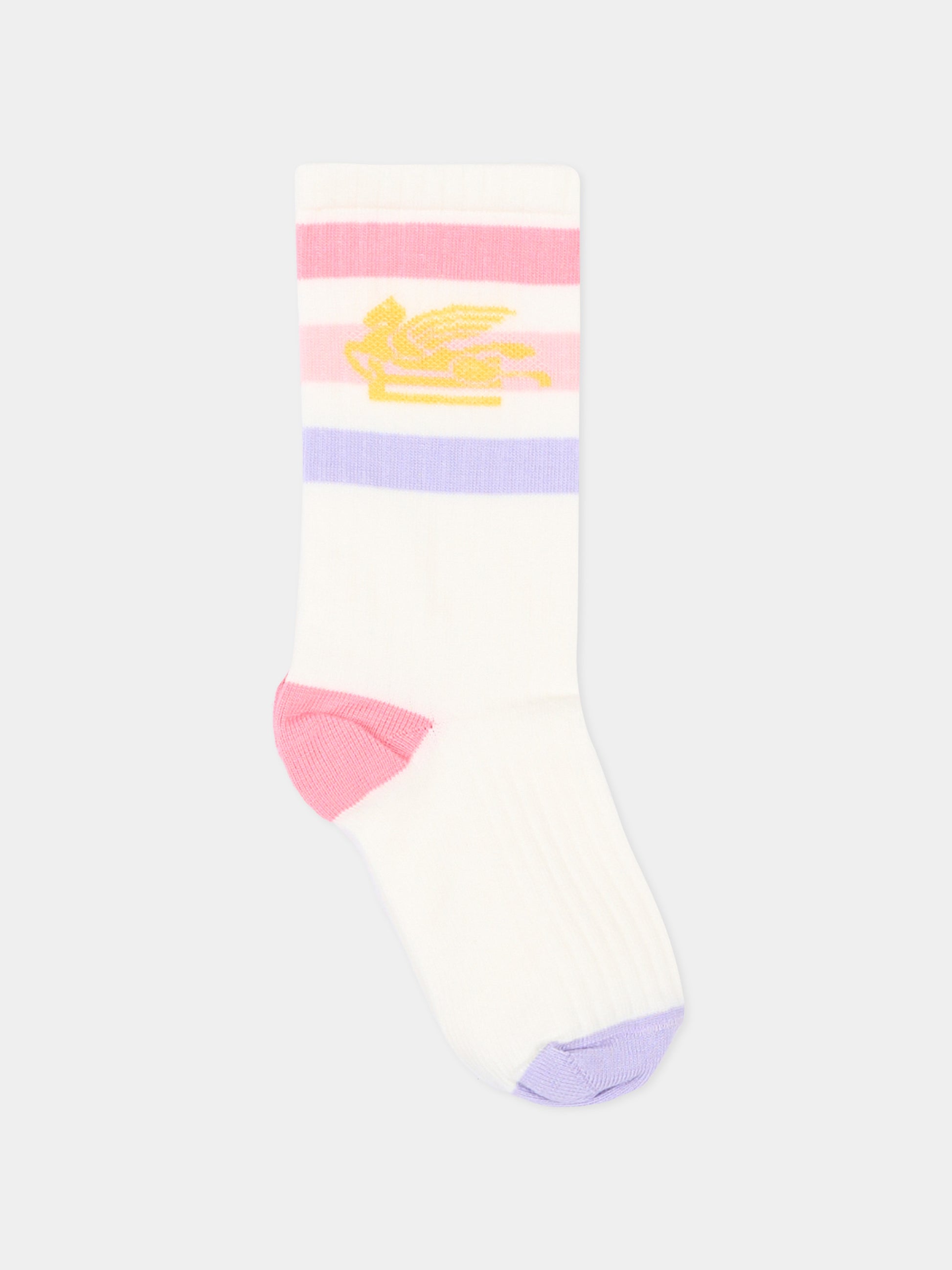Calza Spugna avorio per bambina rigata Pegaso,Etro,GY0P10 Z0396 101RS