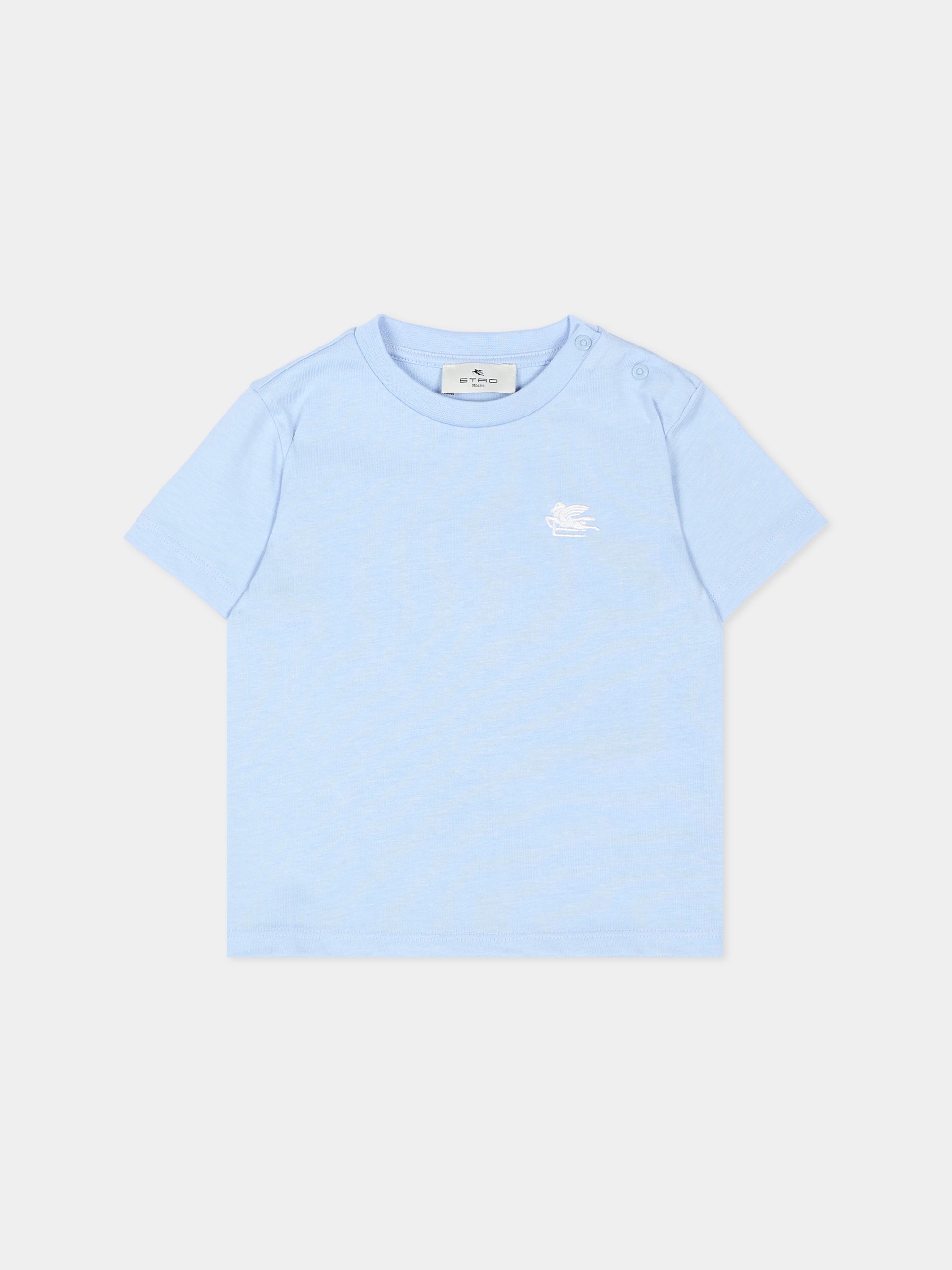 T-Shirt azzurra per neonata con logo,Etro,GY8521 Z3672 602