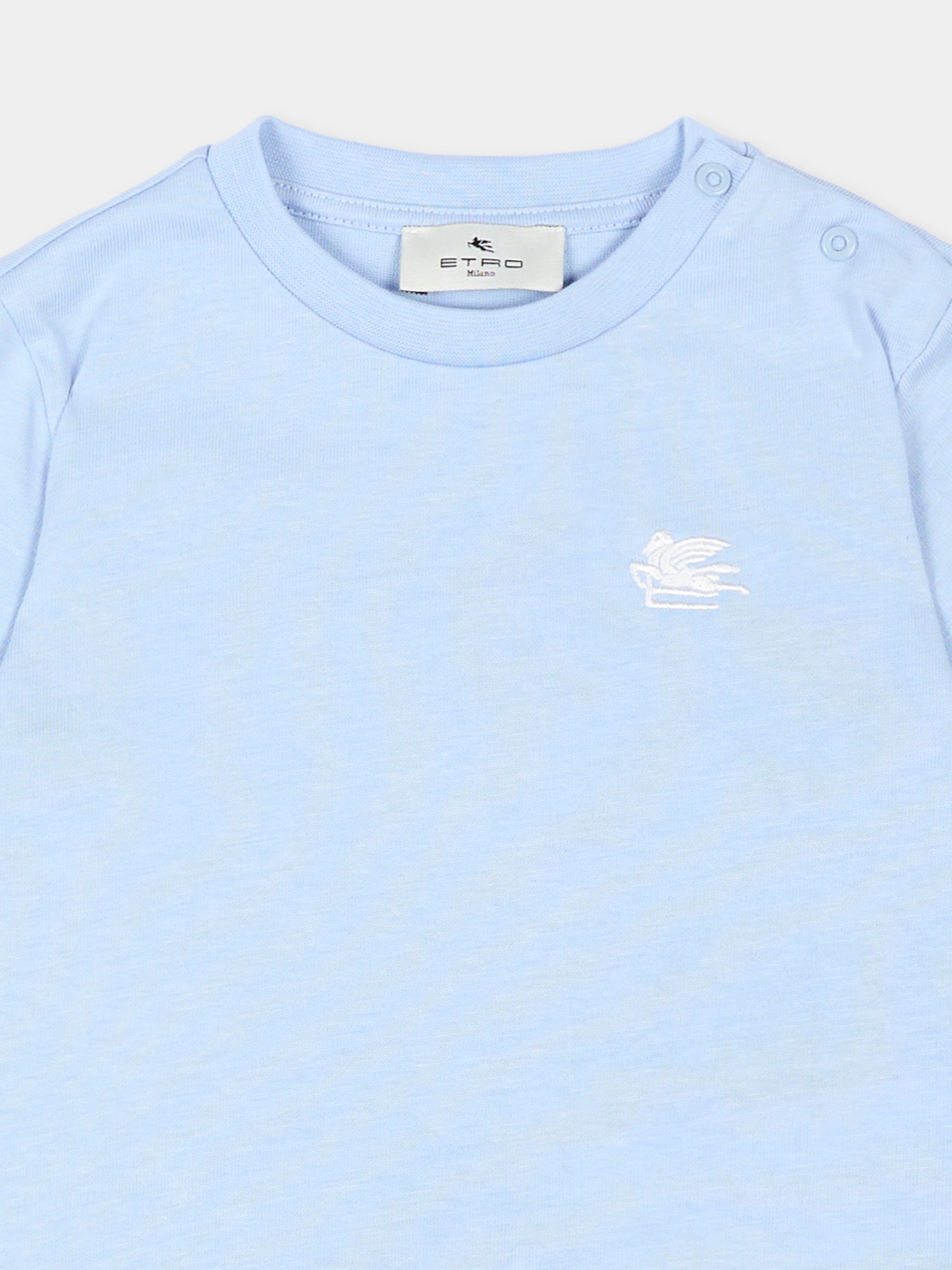 T-Shirt azzurra per neonata con logo,Etro,GY8521 Z3672 602