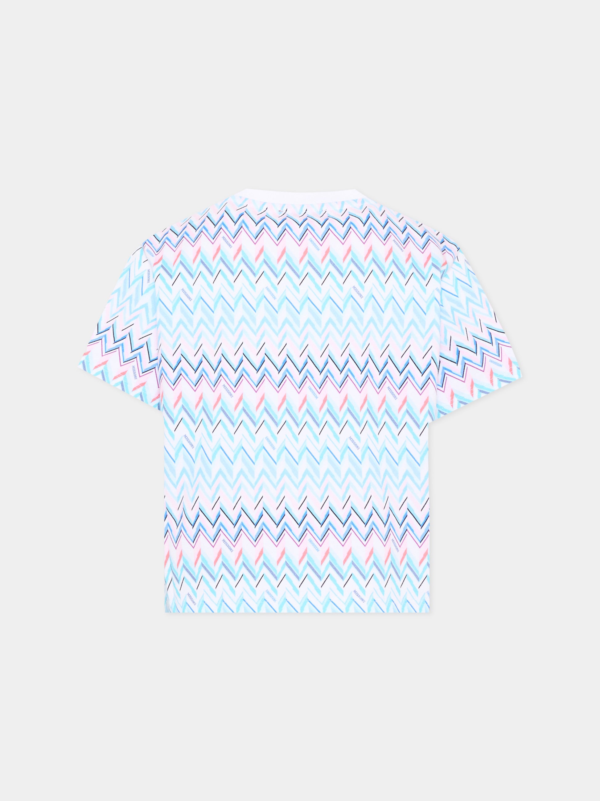 T-shirt bianca per bambina chevron,Missoni,MY8A11 Z3672 100MC