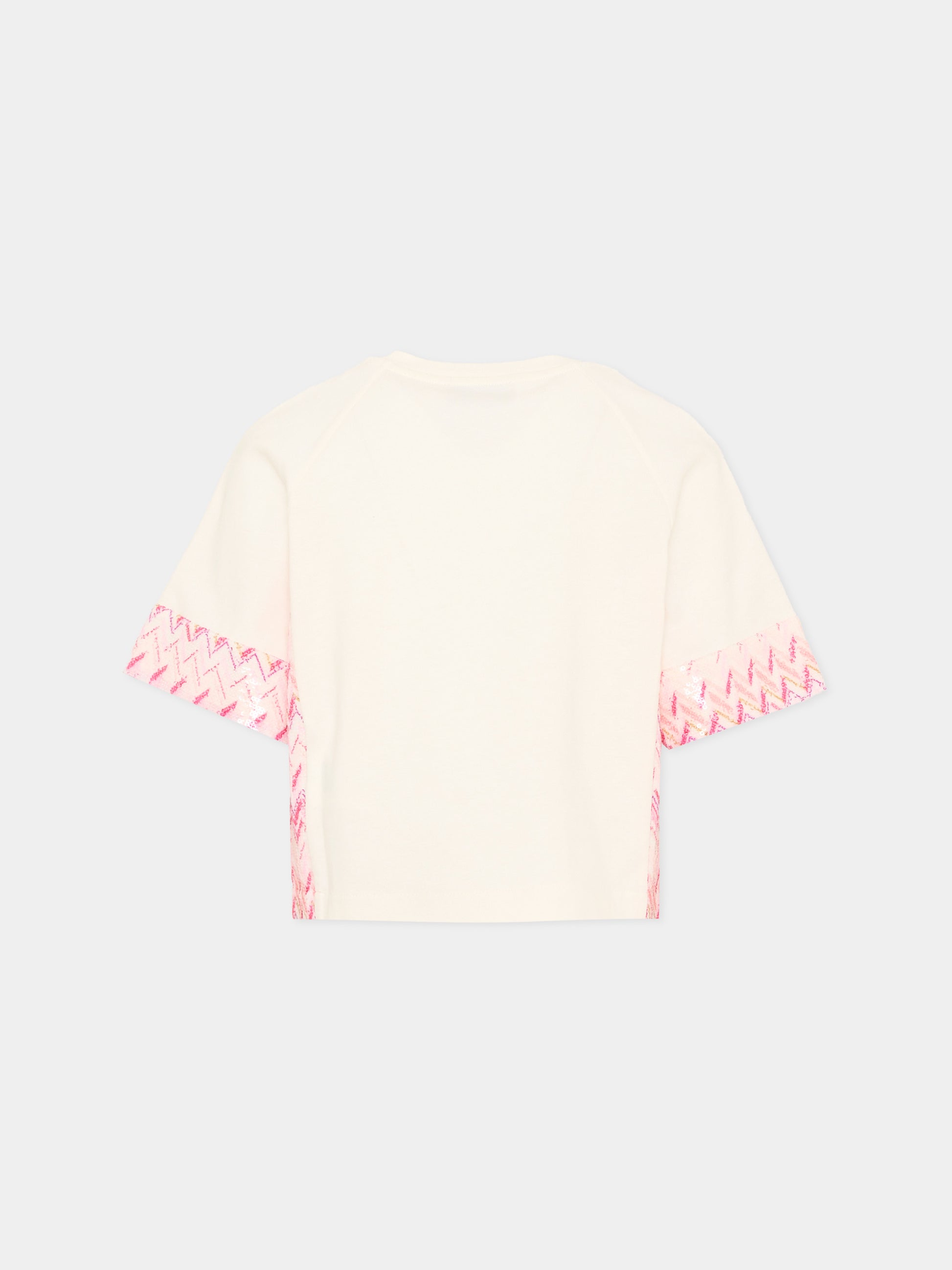 T-shirt avorio chevron per bambina,Missoni,MY8A51 Z3672 102