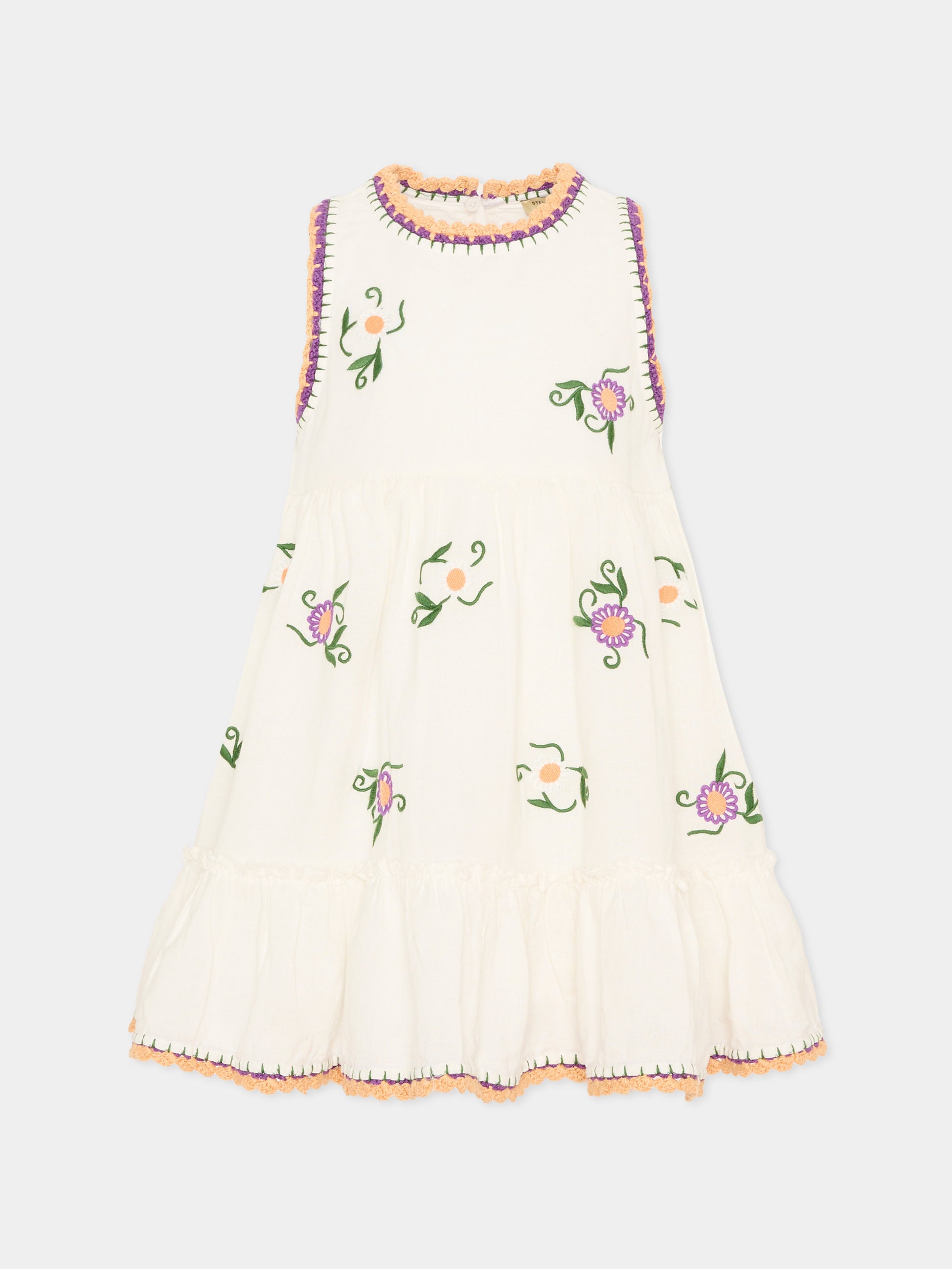 Abito avorio per bambina con ricami,Stella Mccartney Kids,TY1E62 Z0138 101