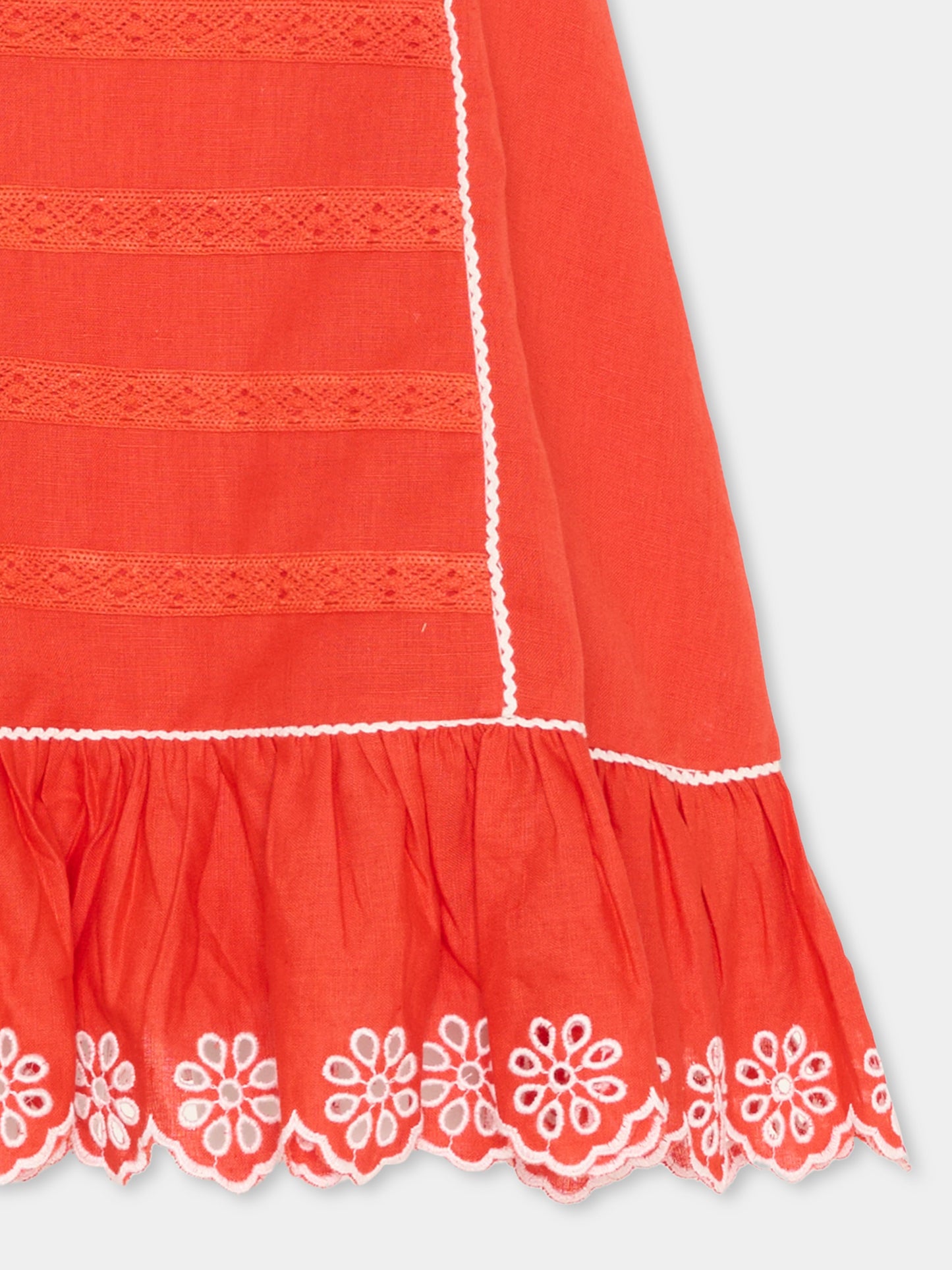 Vestito rosso per bambina con ricami,Stella Mccartney Kids,TY1E72 Z0138 426