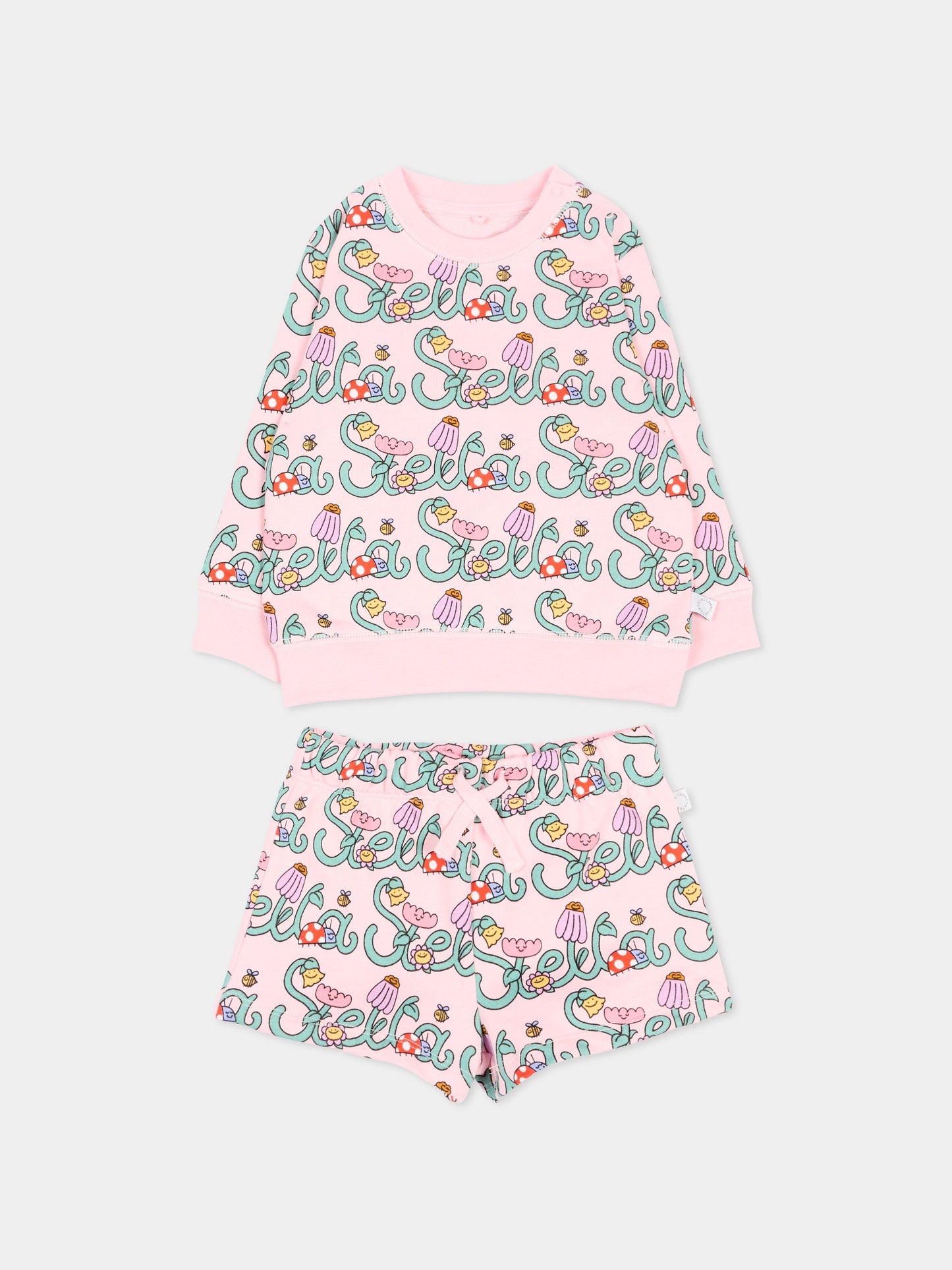 Completo sportivo rosa per neonata con stampa,Stella Mccartney Kids,TY3010 Z3581 51RMC