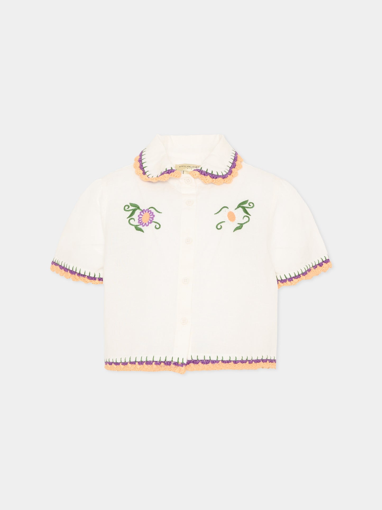 Camicia avorio per bambina con ricami,Stella Mccartney Kids,TY5A61 Z0138 101