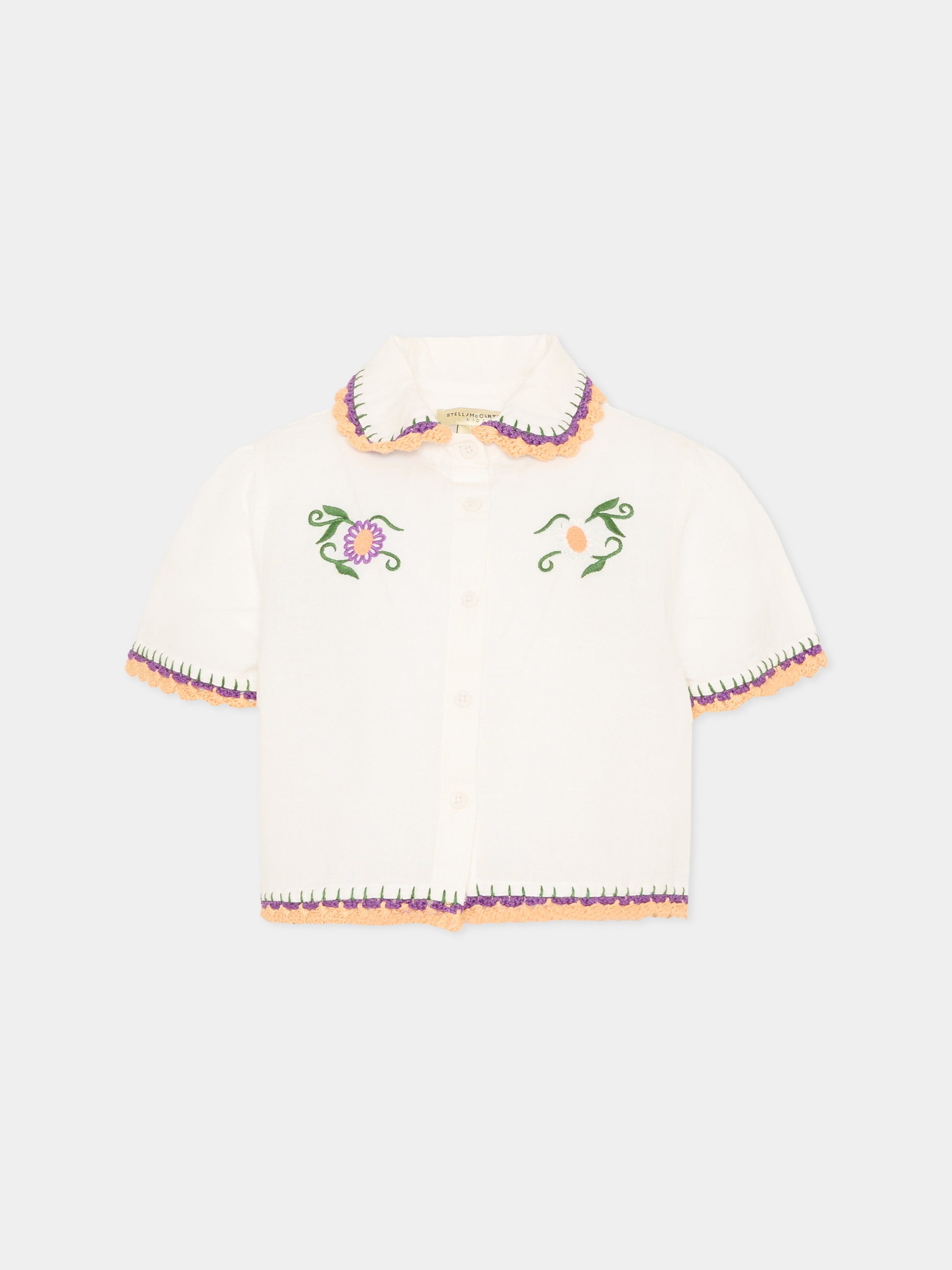 Camicia avorio per bambina con ricami,Stella Mccartney Kids,TY5A61 Z0138 101