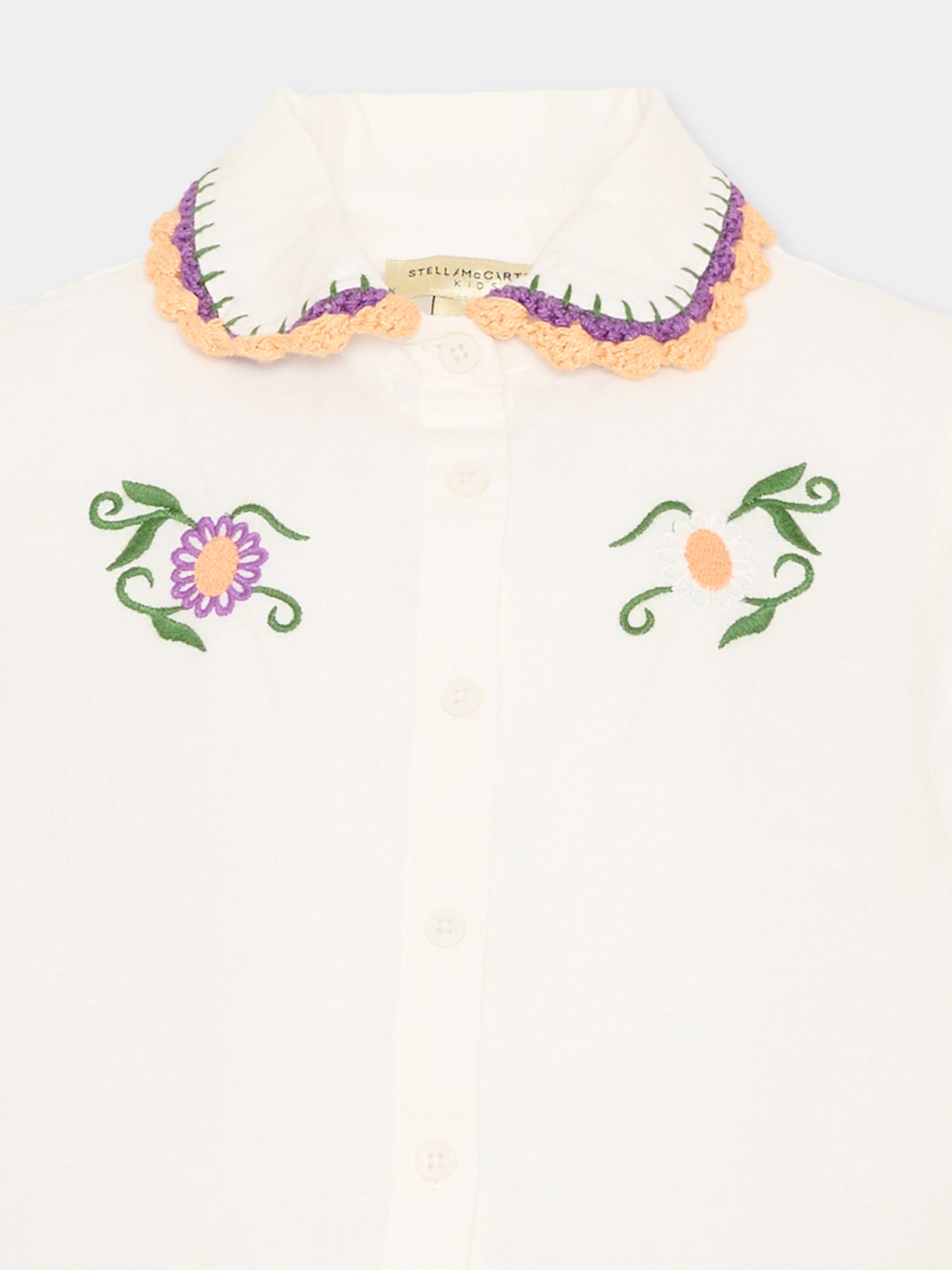 Camicia avorio per bambina con ricami,Stella Mccartney Kids,TY5A61 Z0138 101