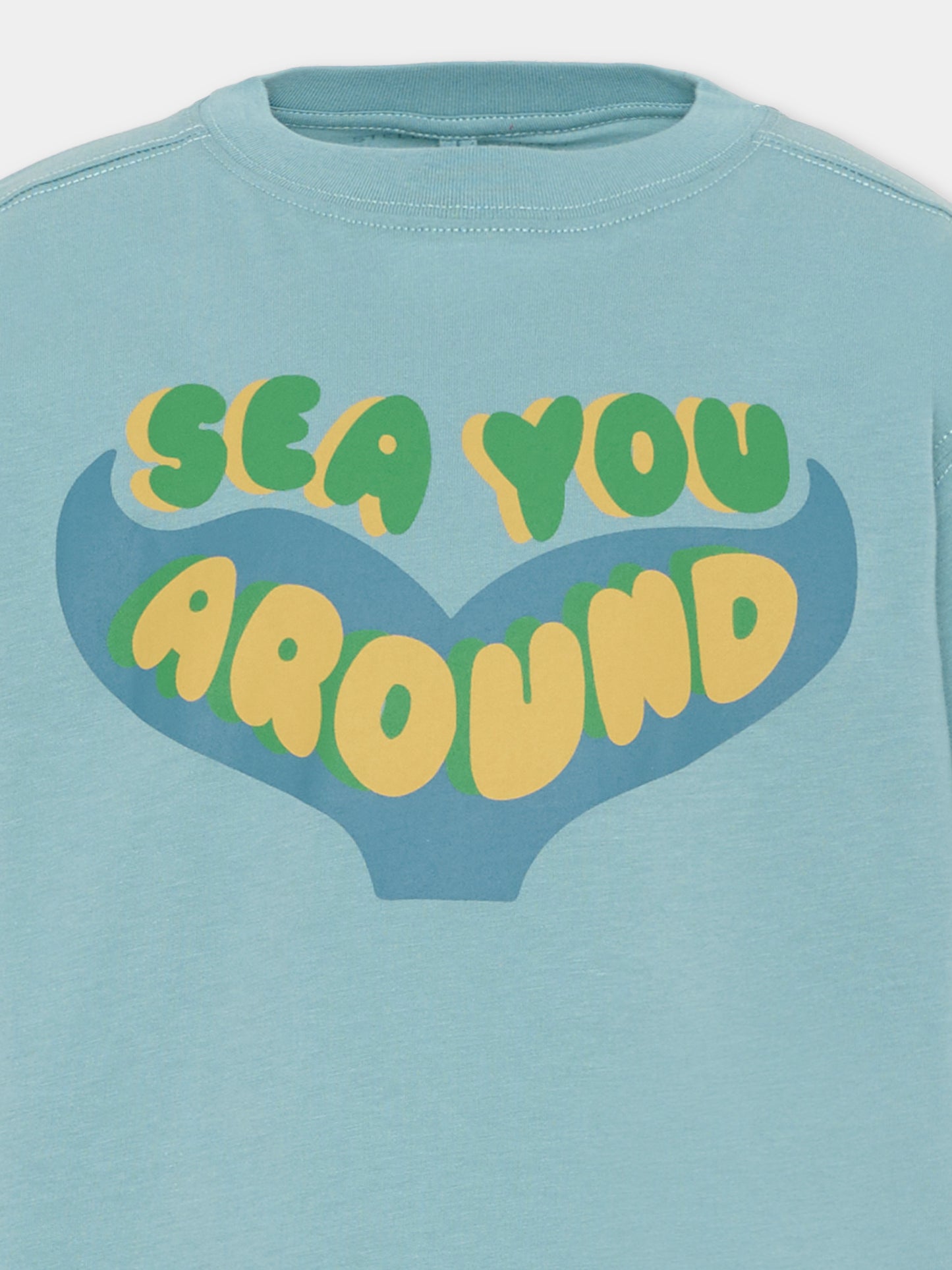 T-shirt celeste per bambino con stampa,Stella Mccartney Kids,TY8Q11 Z0434 642