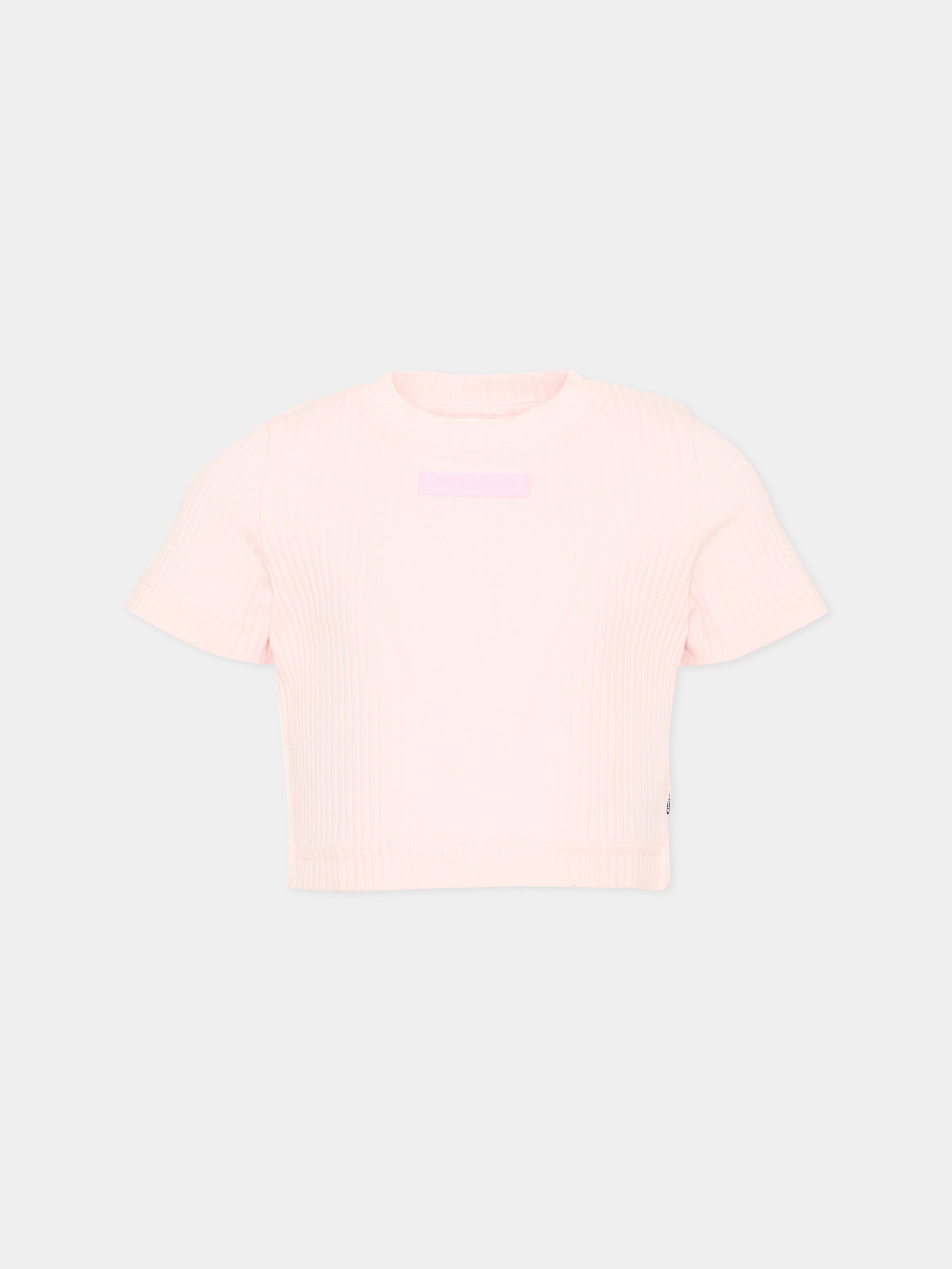 T-Shirt rosa per bambina con logo,Palm Angels,PGAA017S26JER001 042
