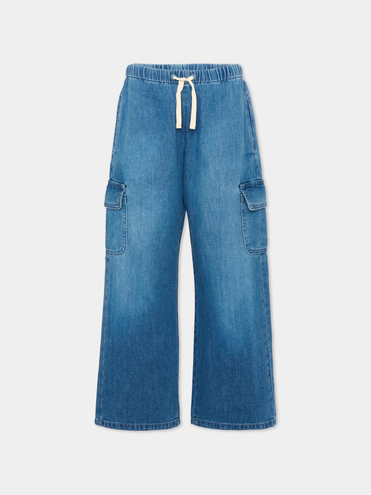 Pantaloni casual celesti per bambino con logo,Palm Angels,PBYB008S26DEN001 050