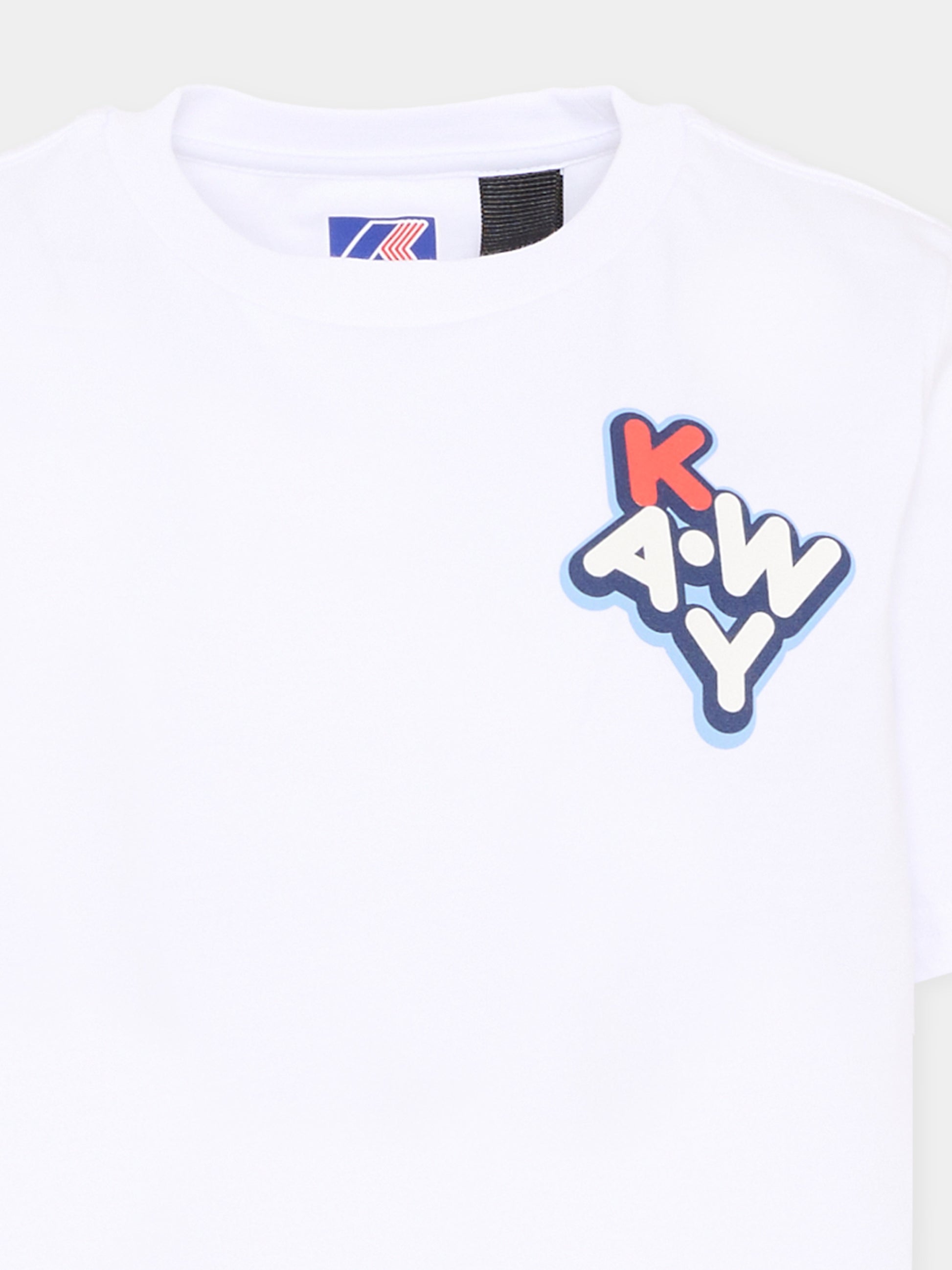 T-shirt bianca per bambini con logo,K-way,K4146DW 001