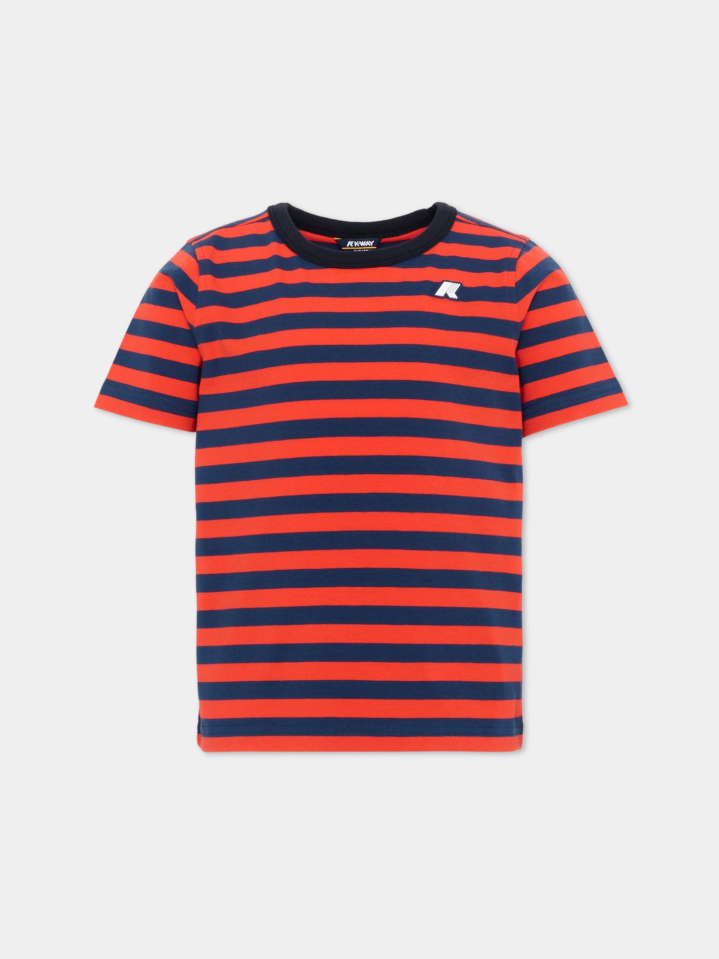 T-shirt rossa a righe per bambino,K-way,K4132BW C0N