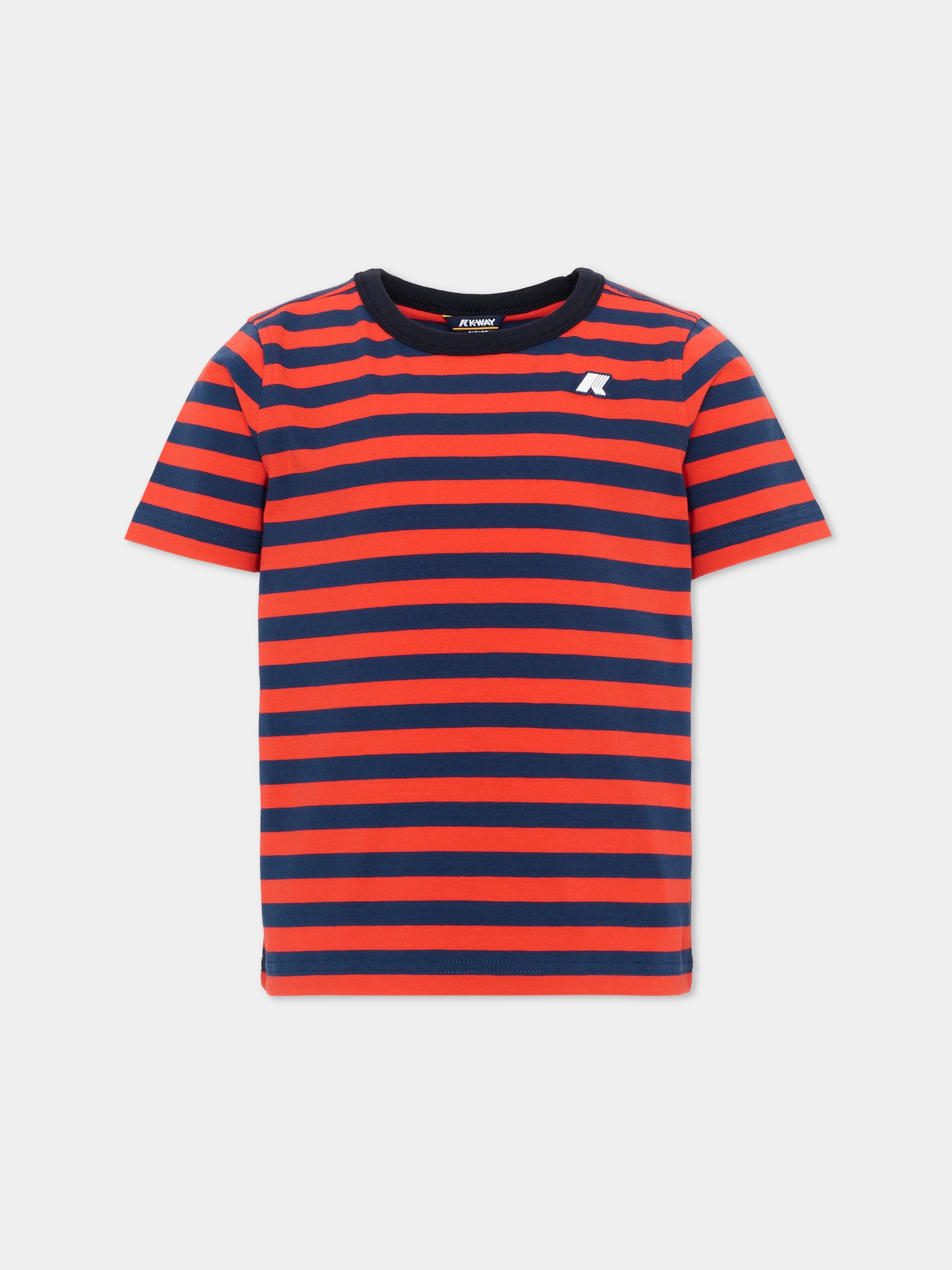 T-shirt rossa a righe per bambino,K-way,K4132BW C0N