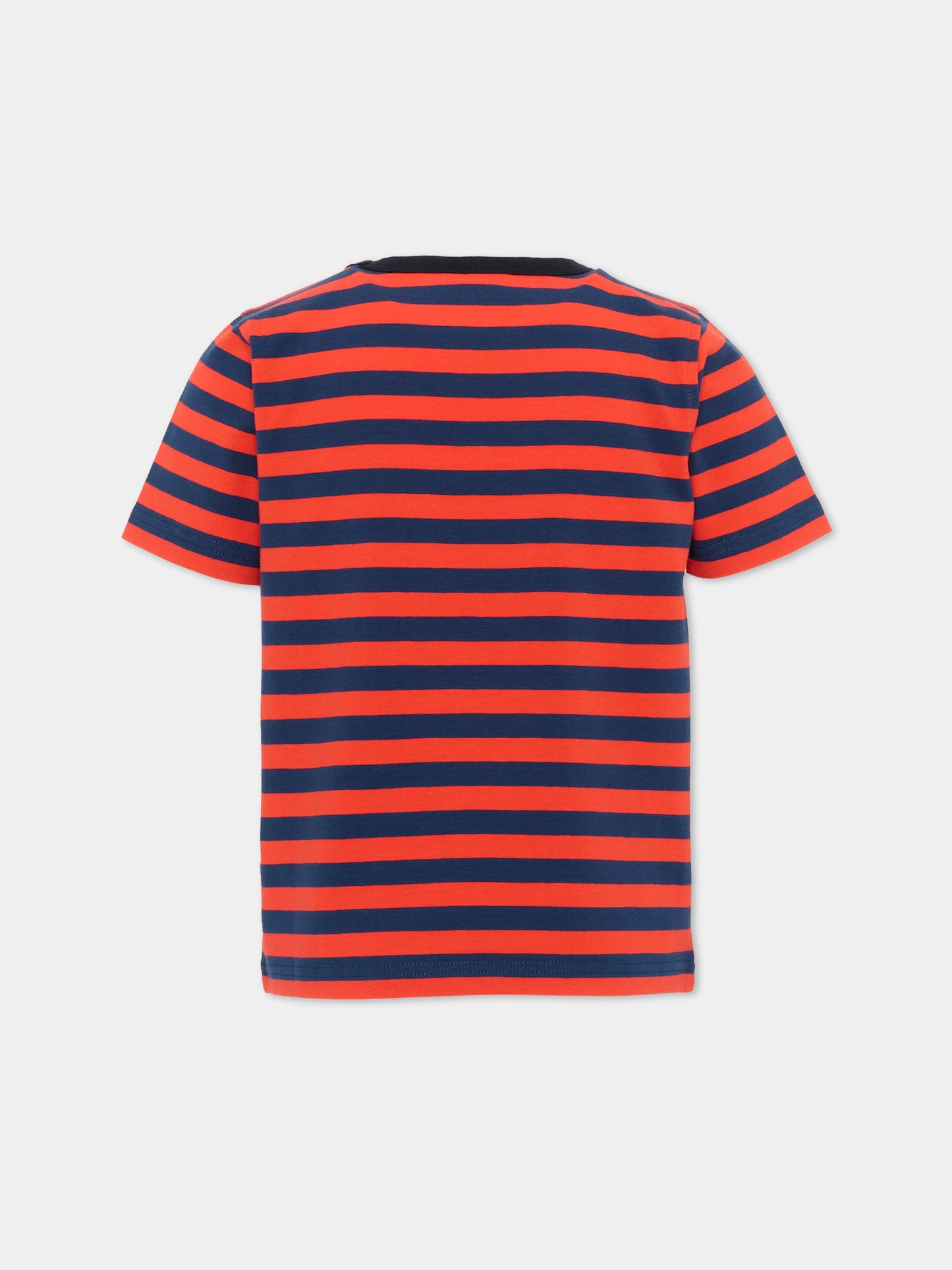 T-shirt rossa a righe per bambino,K-way,K4132BW C0N