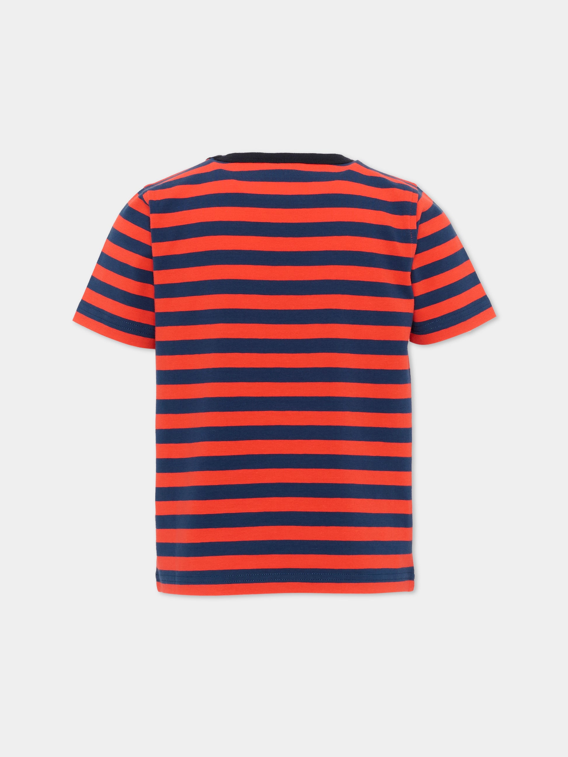 T-shirt rossa a righe per bambino,K-way,K4132BW C0N