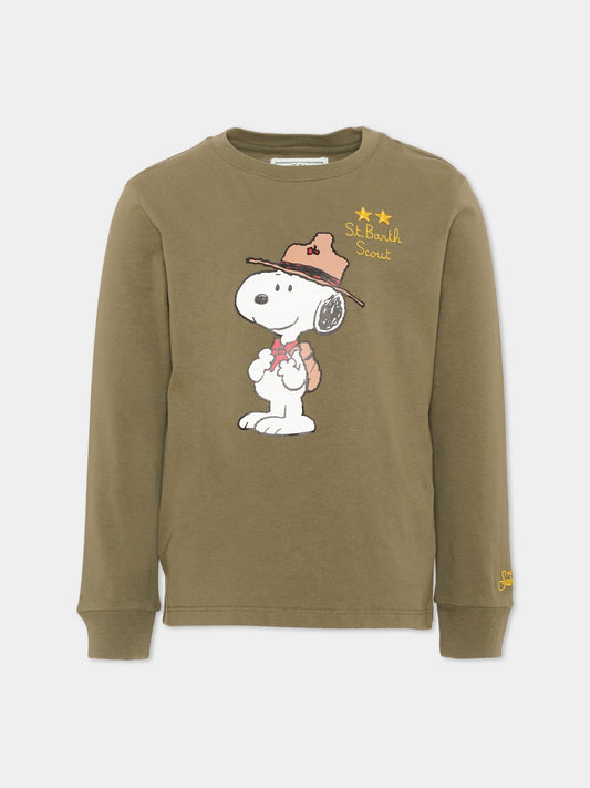 T-shirt a manica lunga verde per bambino con Snoopy,Mc2 Saint Barth,LUT0003 01032M