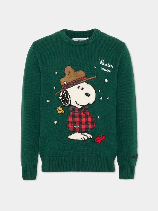 Maglione verde per bambino con Snoopy,Mc2 Saint Barth,DOU0001 00155M